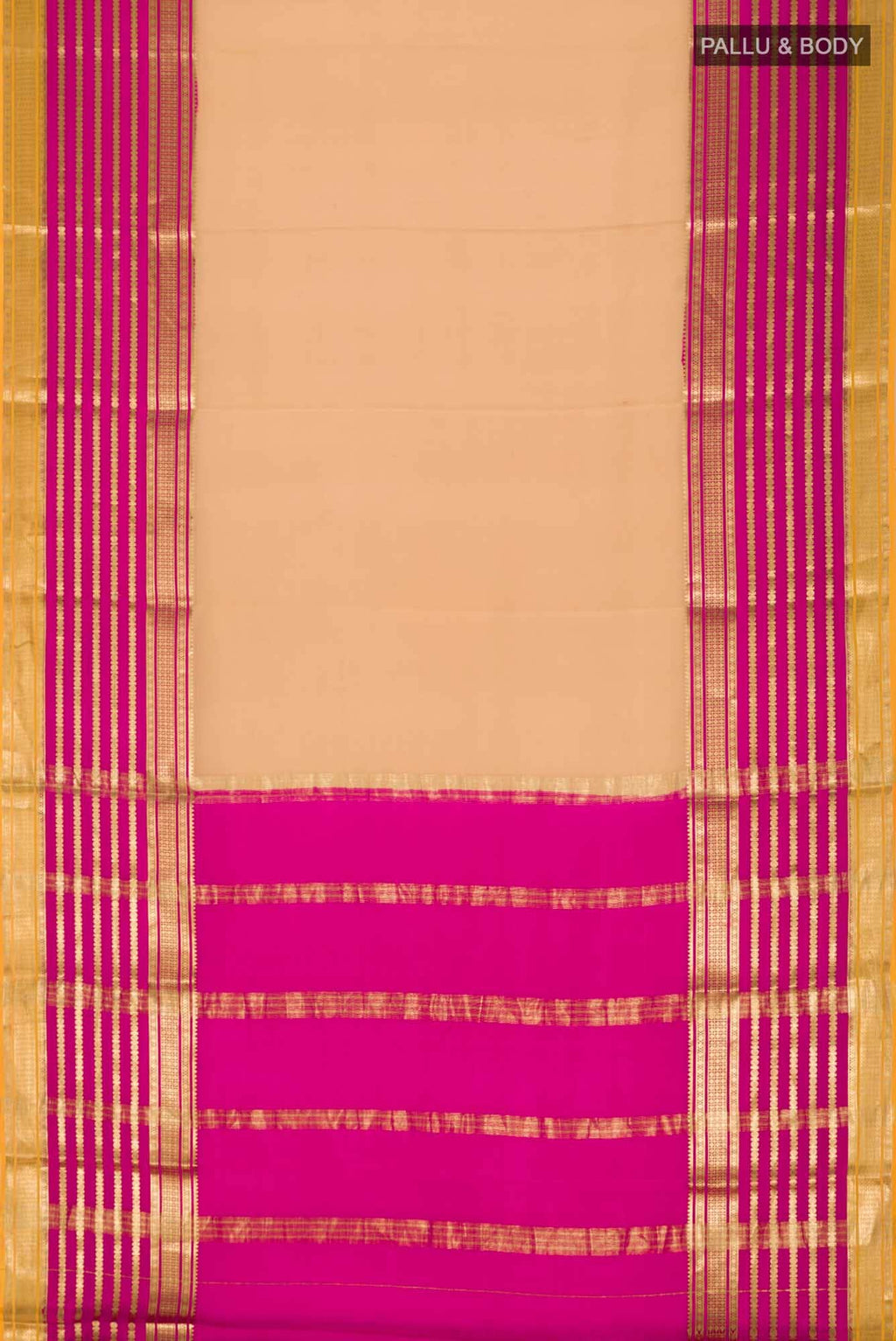 Beige Mysore Crepe Saree