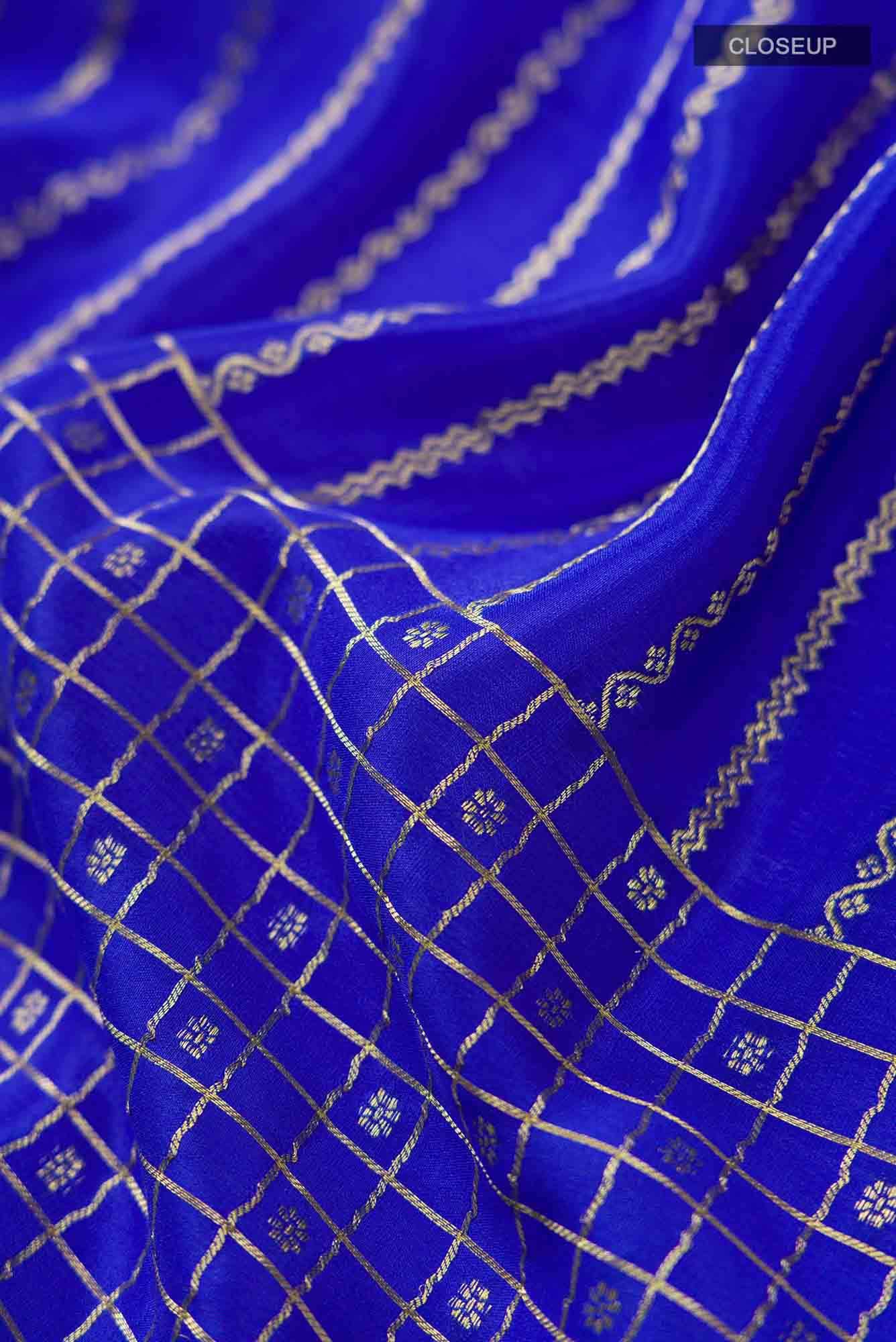 Blue Mysore Crepe Saree