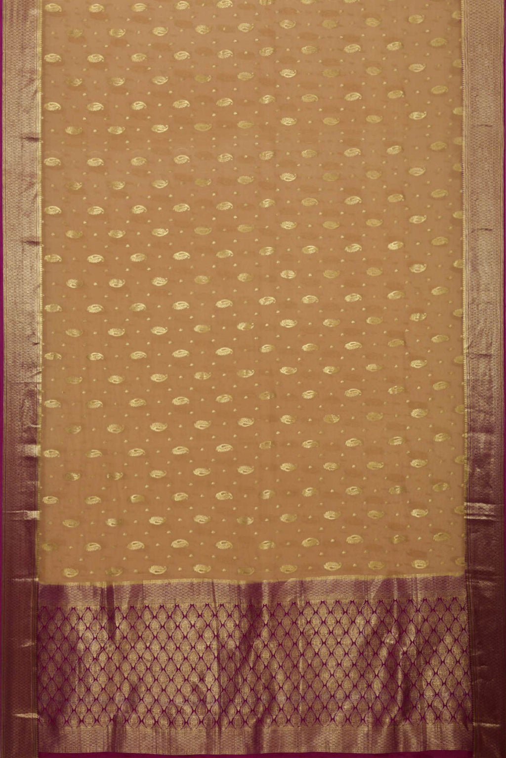 Beige Mysore Crepe Saree