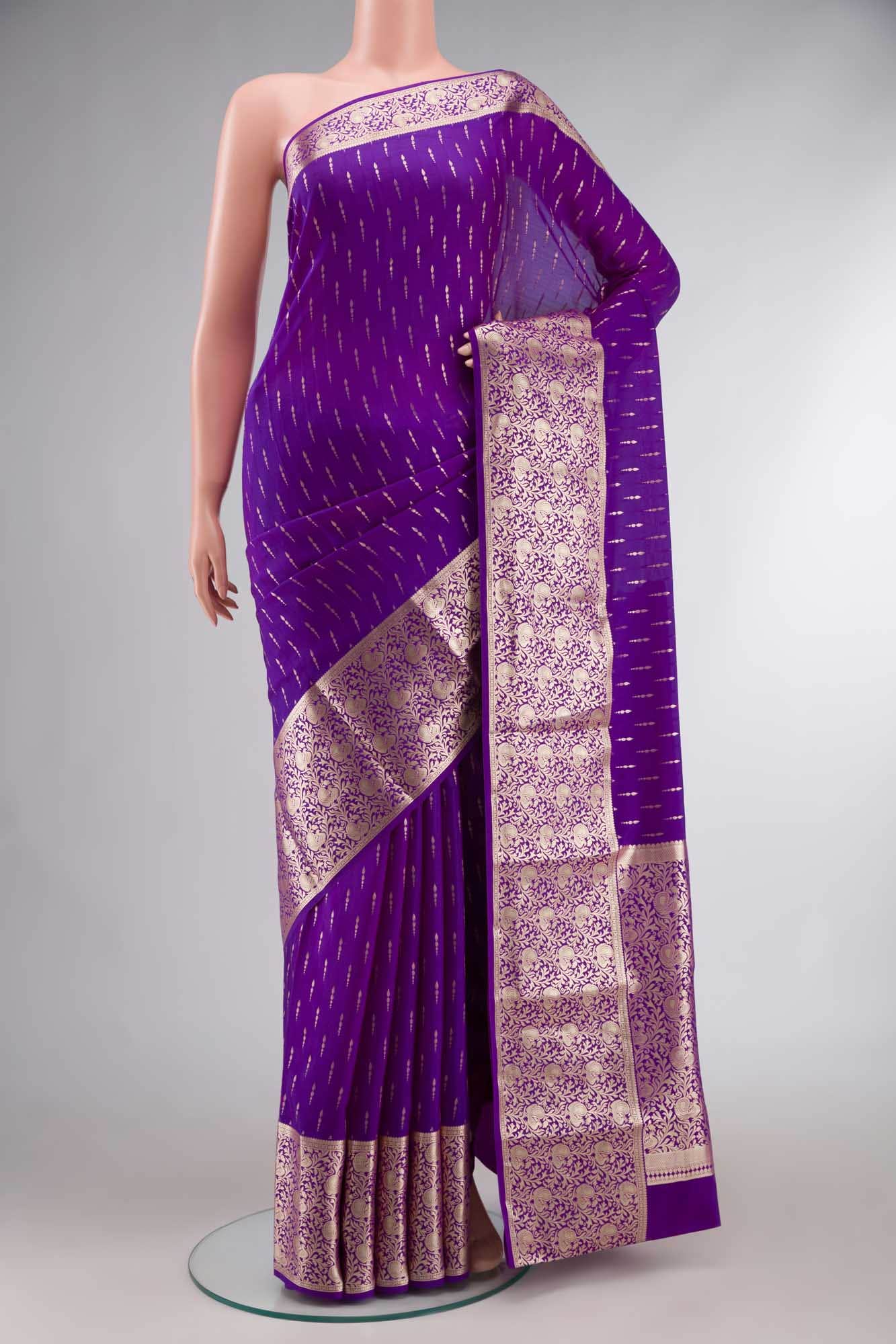 Violet Mysore Crepe Saree