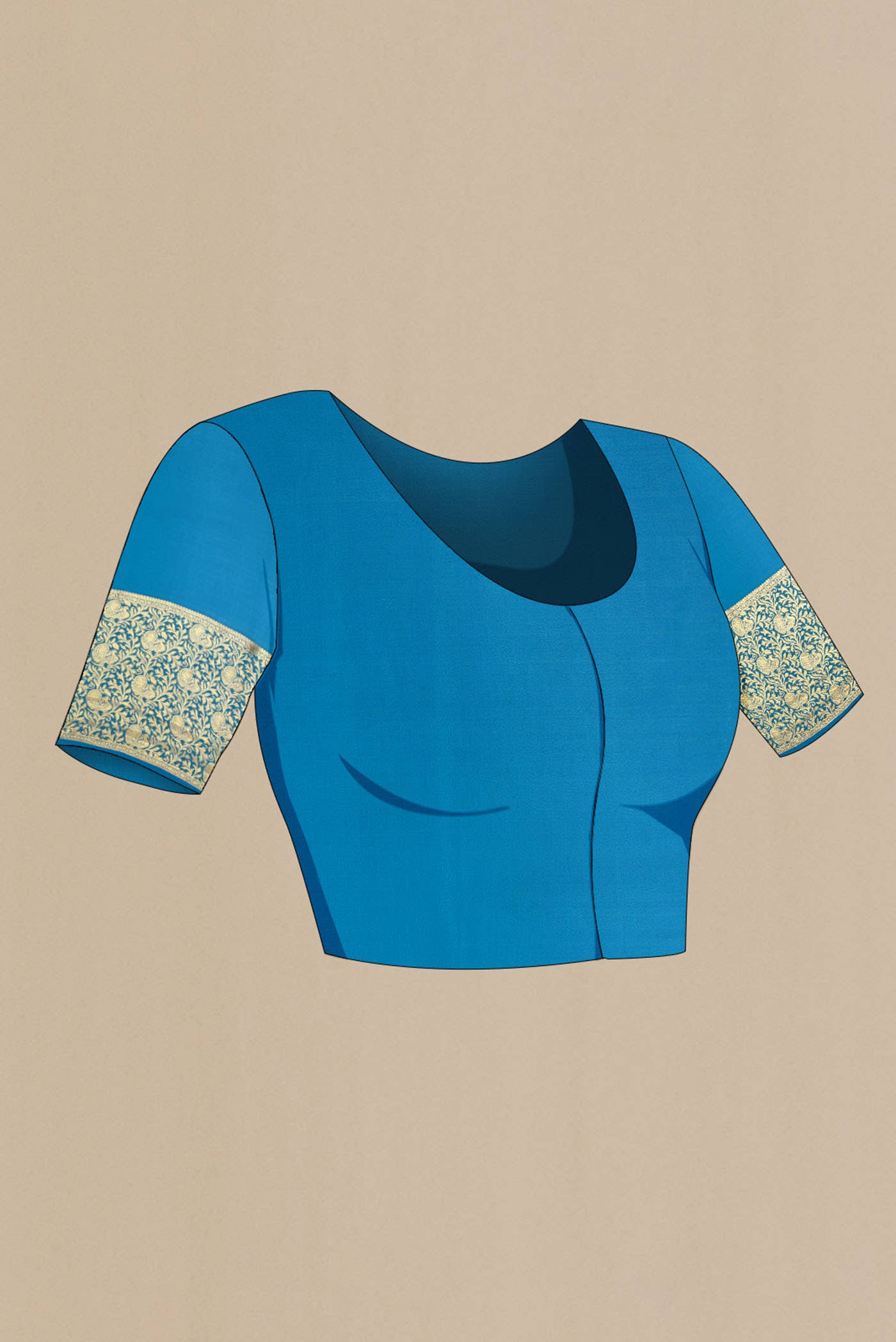 Blue Mysore Crepe Saree