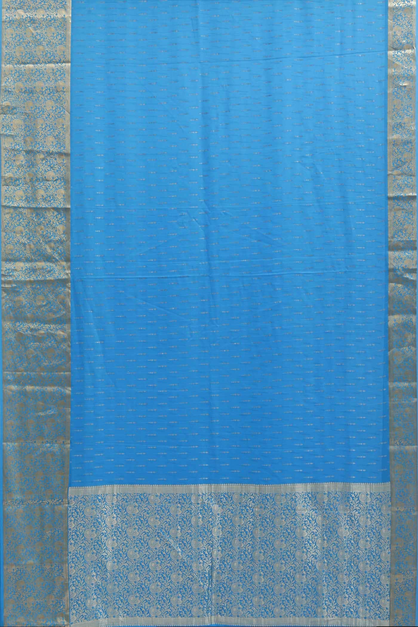 Blue Mysore Crepe Saree