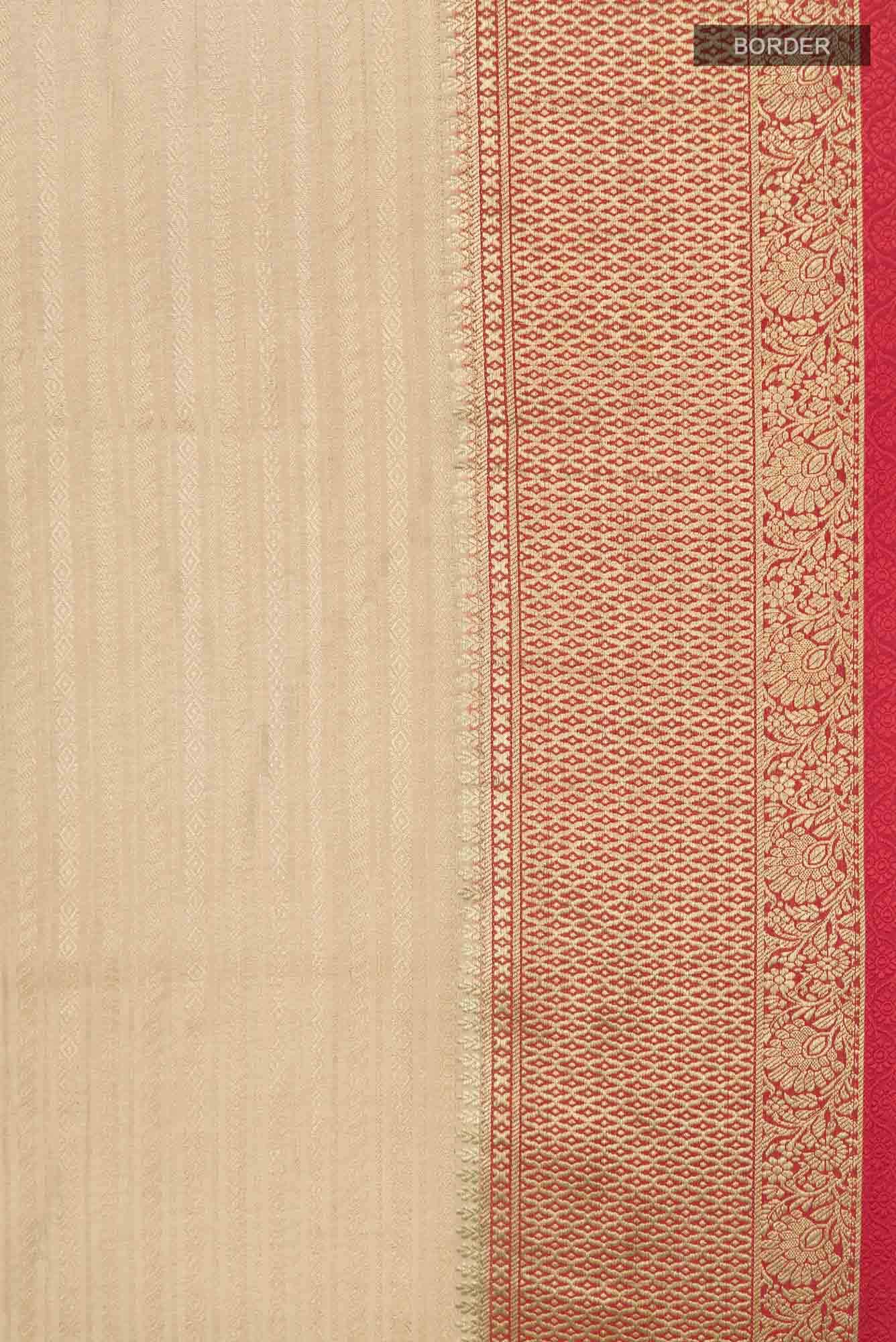 Beige Mysore Crepe Saree
