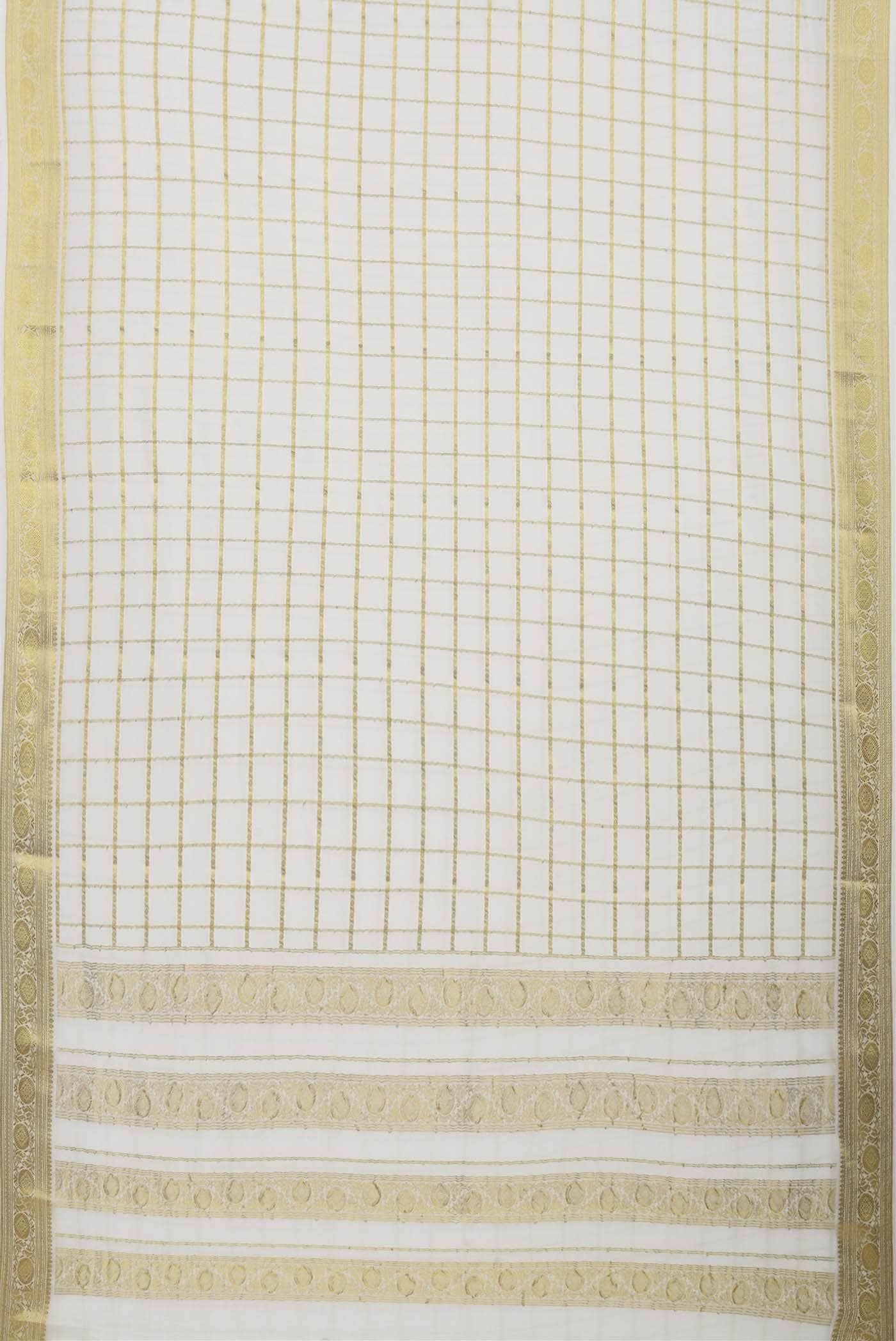 White Mysore Crepe Saree