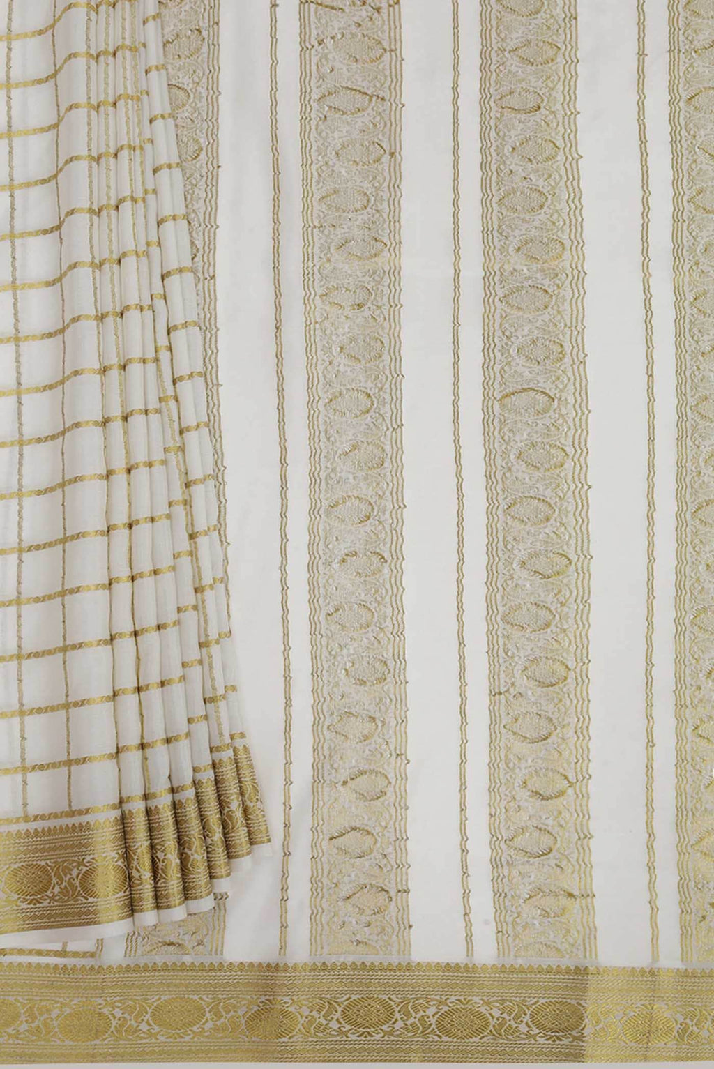 White Mysore Crepe Saree