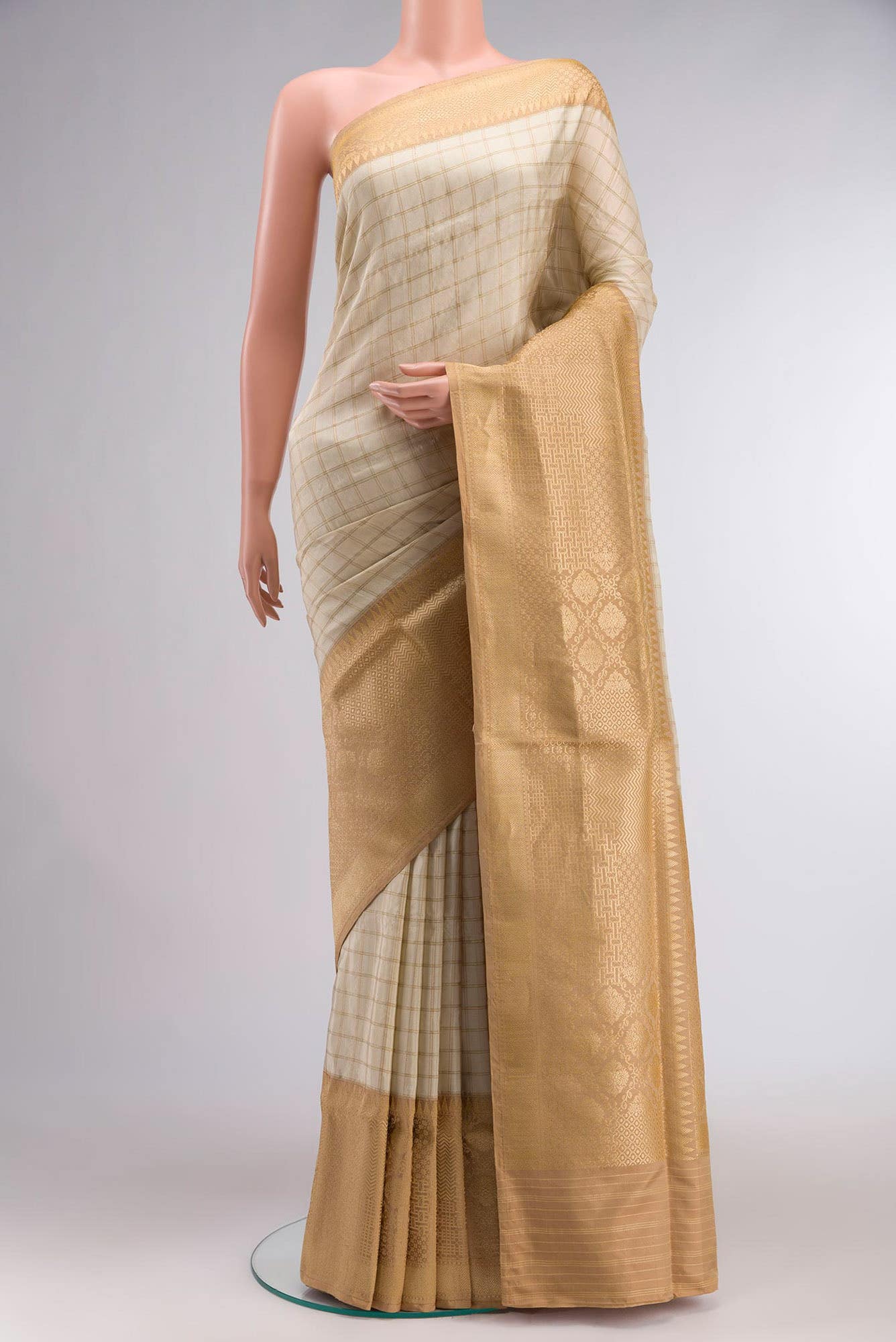 Beige Banarasi Silk Saree