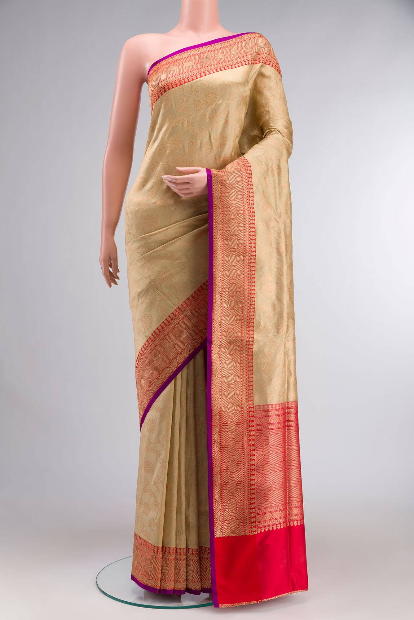 Beige Banarasi Silk Saree
