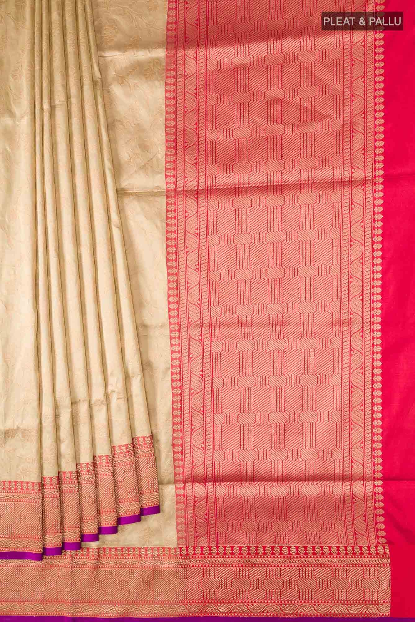 Beige Banarasi Silk Saree