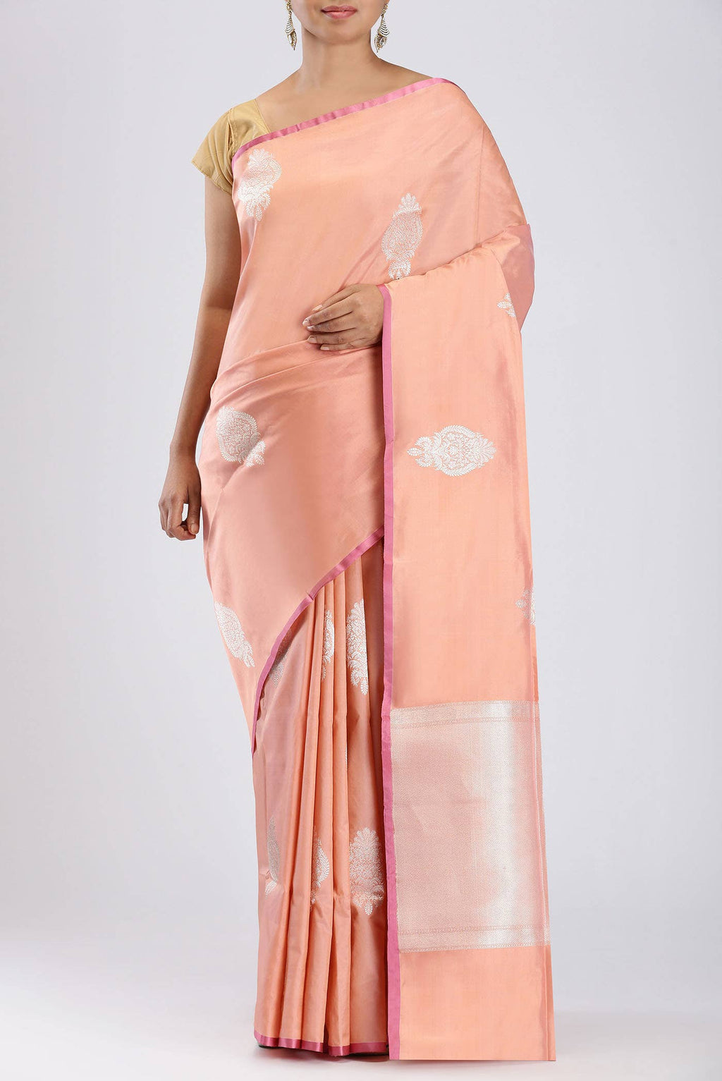Coral Banarasi Katan Silk Saree
