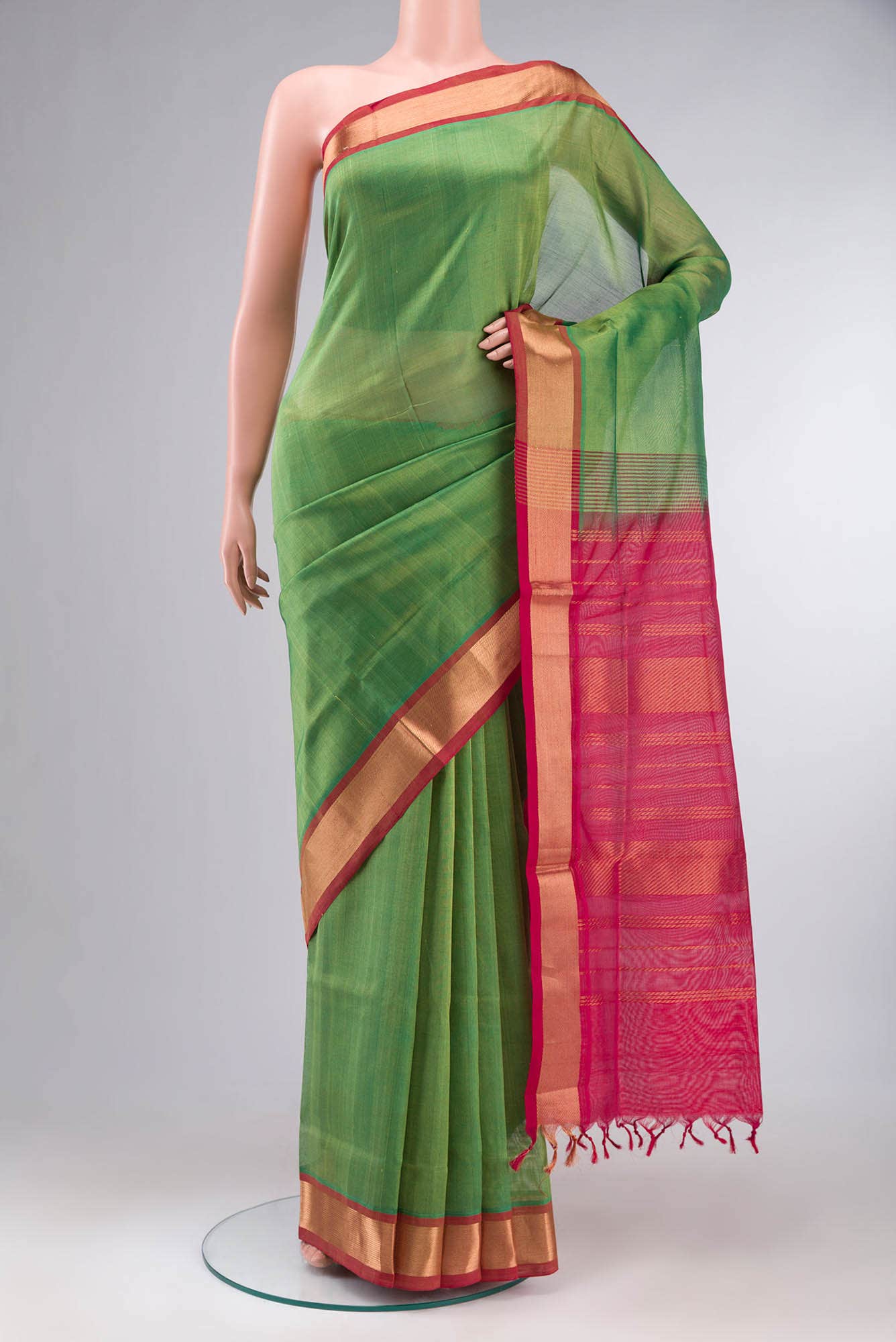 Green Silk Cotton Saree