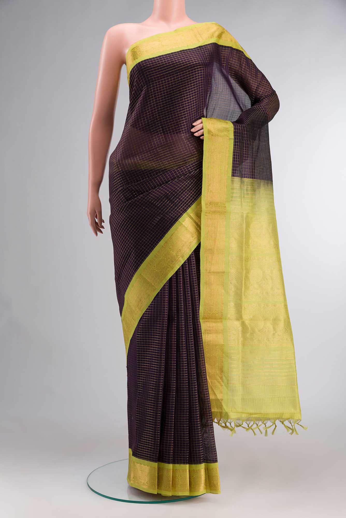Navy Blue Silk Cotton Saree