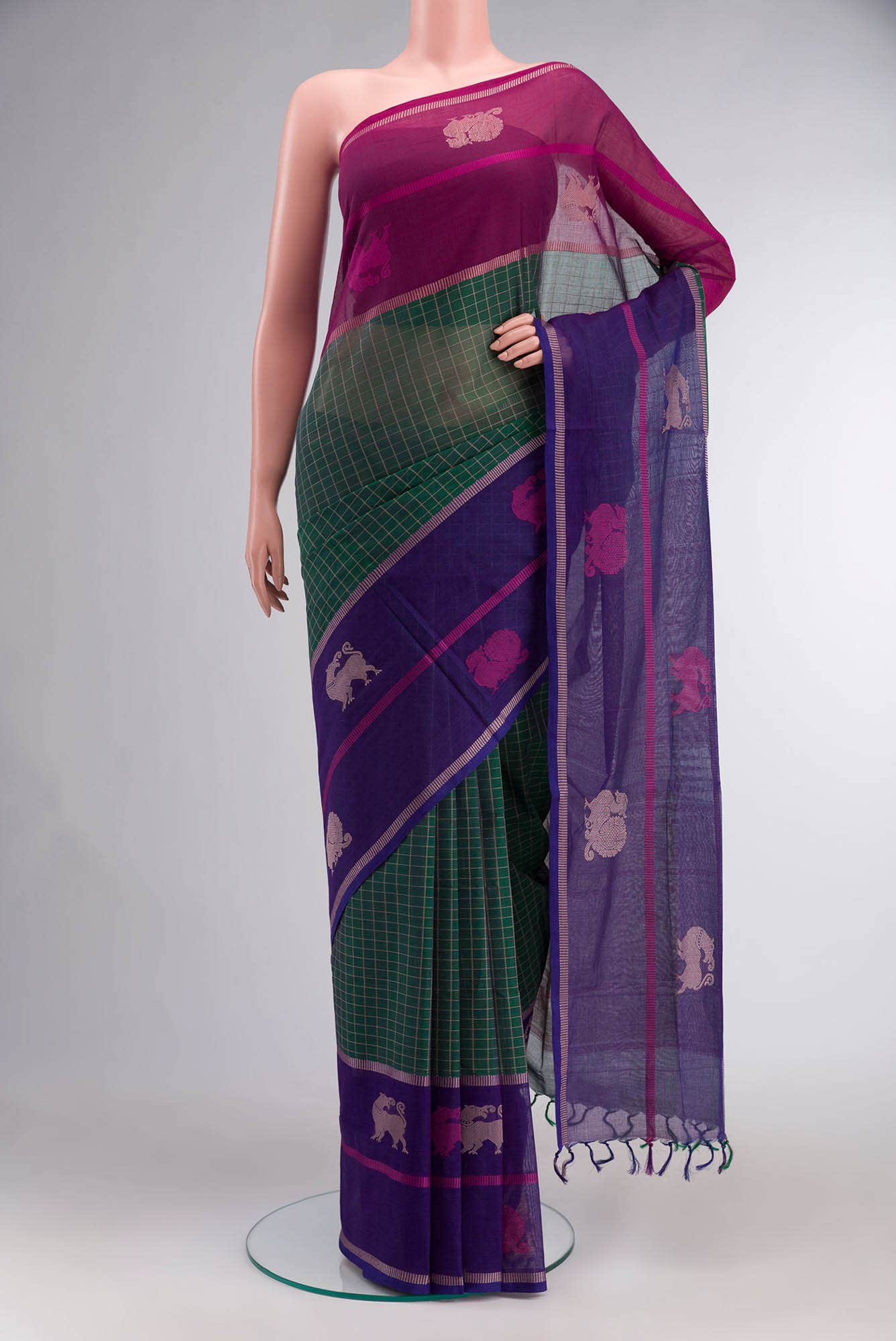 Green Coimbatore Cotton Saree