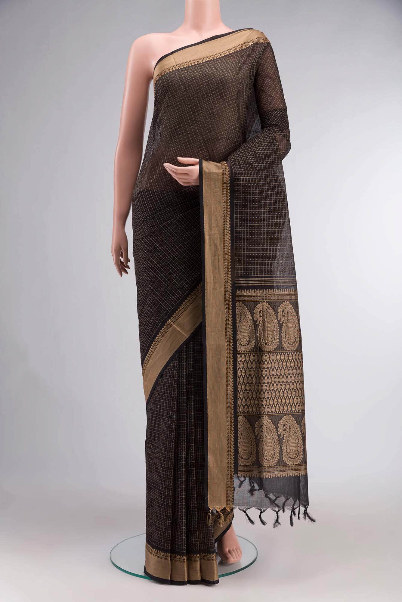 Black Coimbatore Cotton Saree