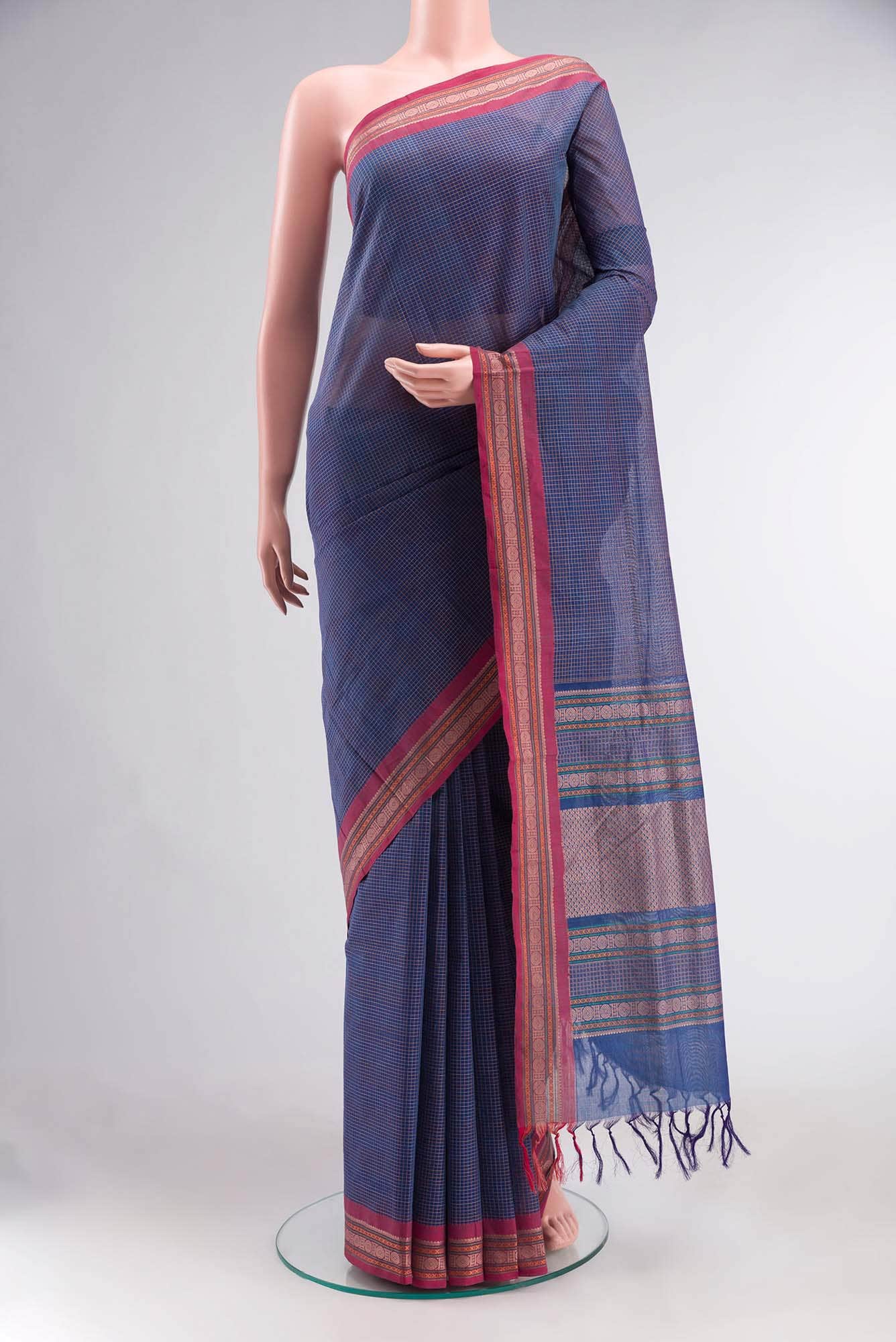 Blue Coimbatore Cotton Saree