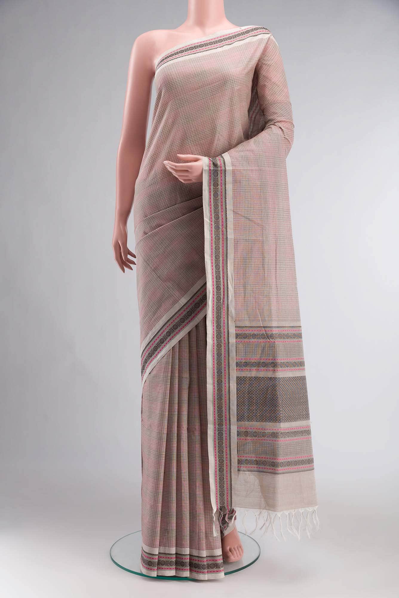 Beige Coimbatore Cotton Saree