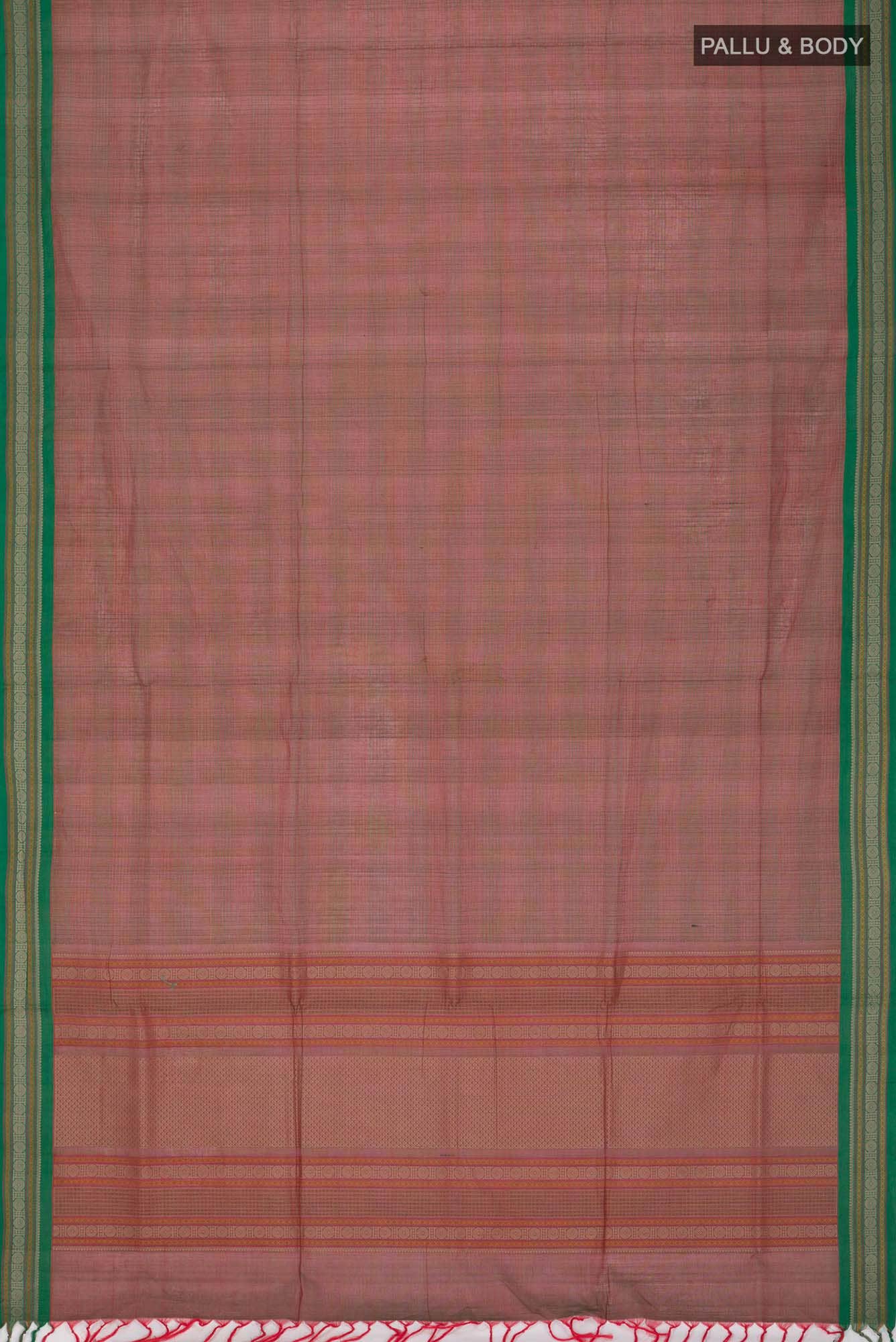 Green with Red Dual Tone Coimbatore Cotton Saree