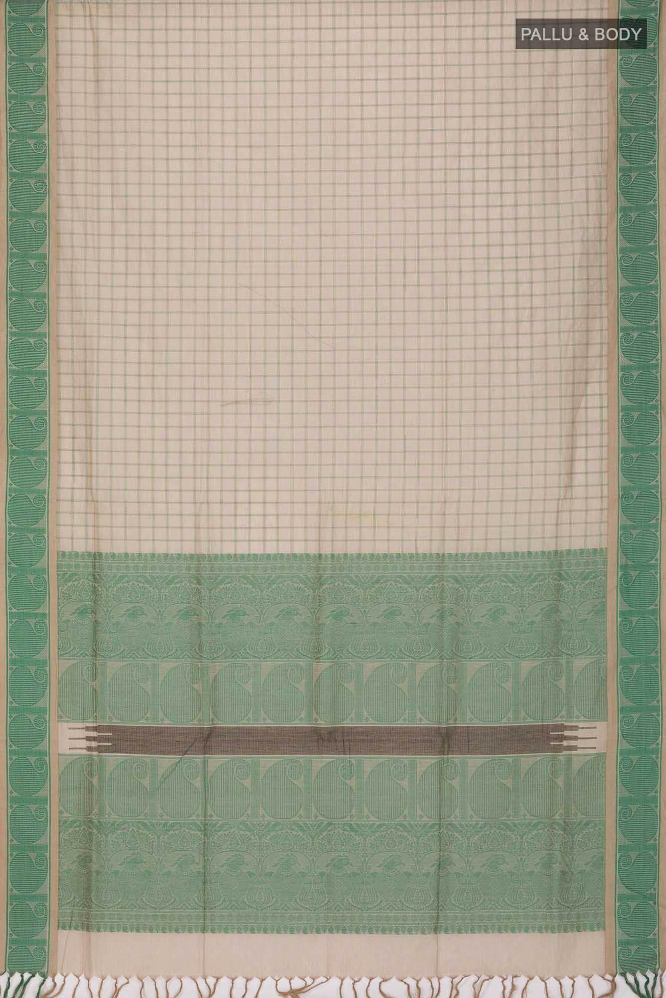 Beige Coimbatore Cotton Saree