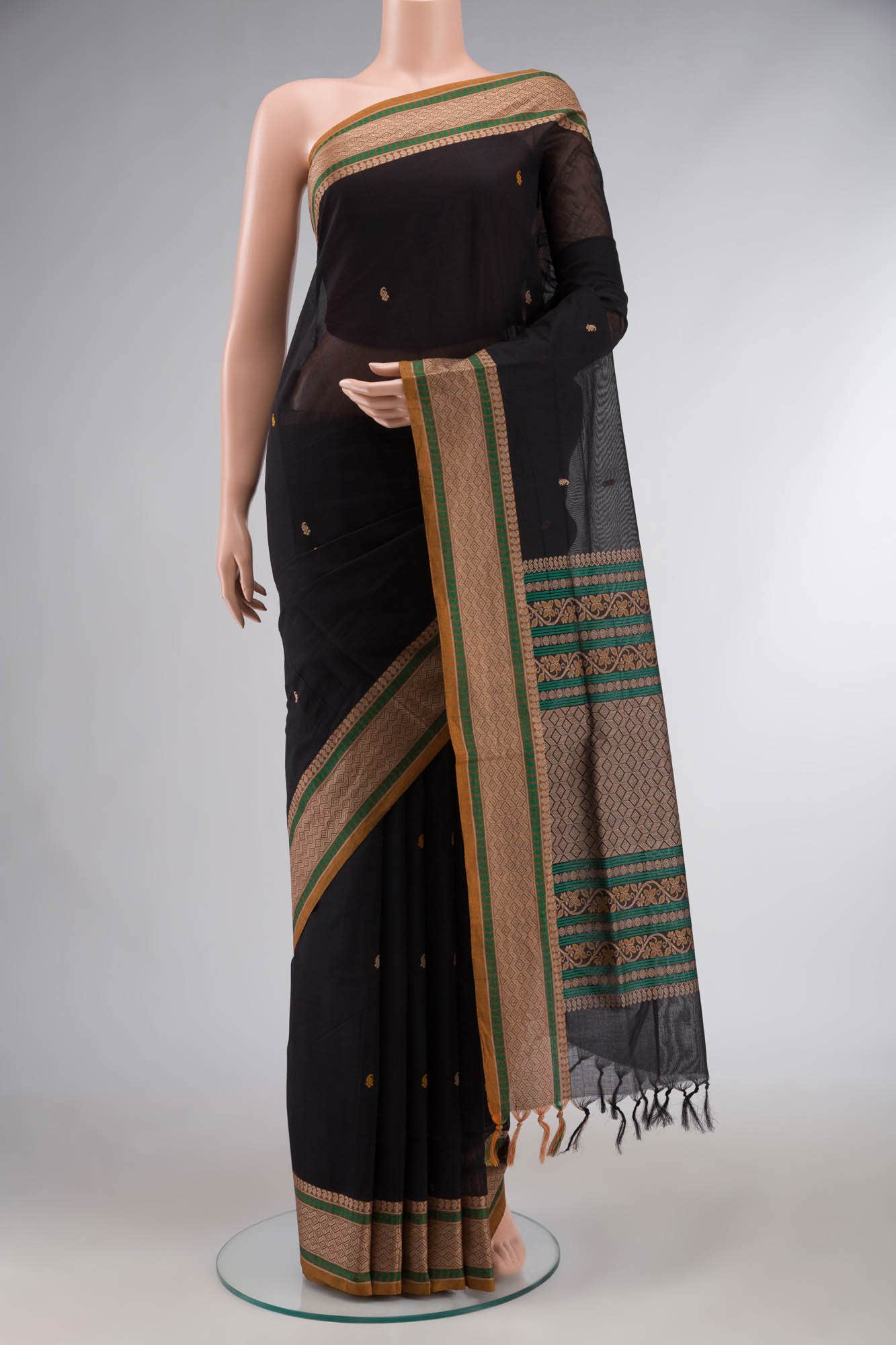 Black Coimbatore Cotton Saree