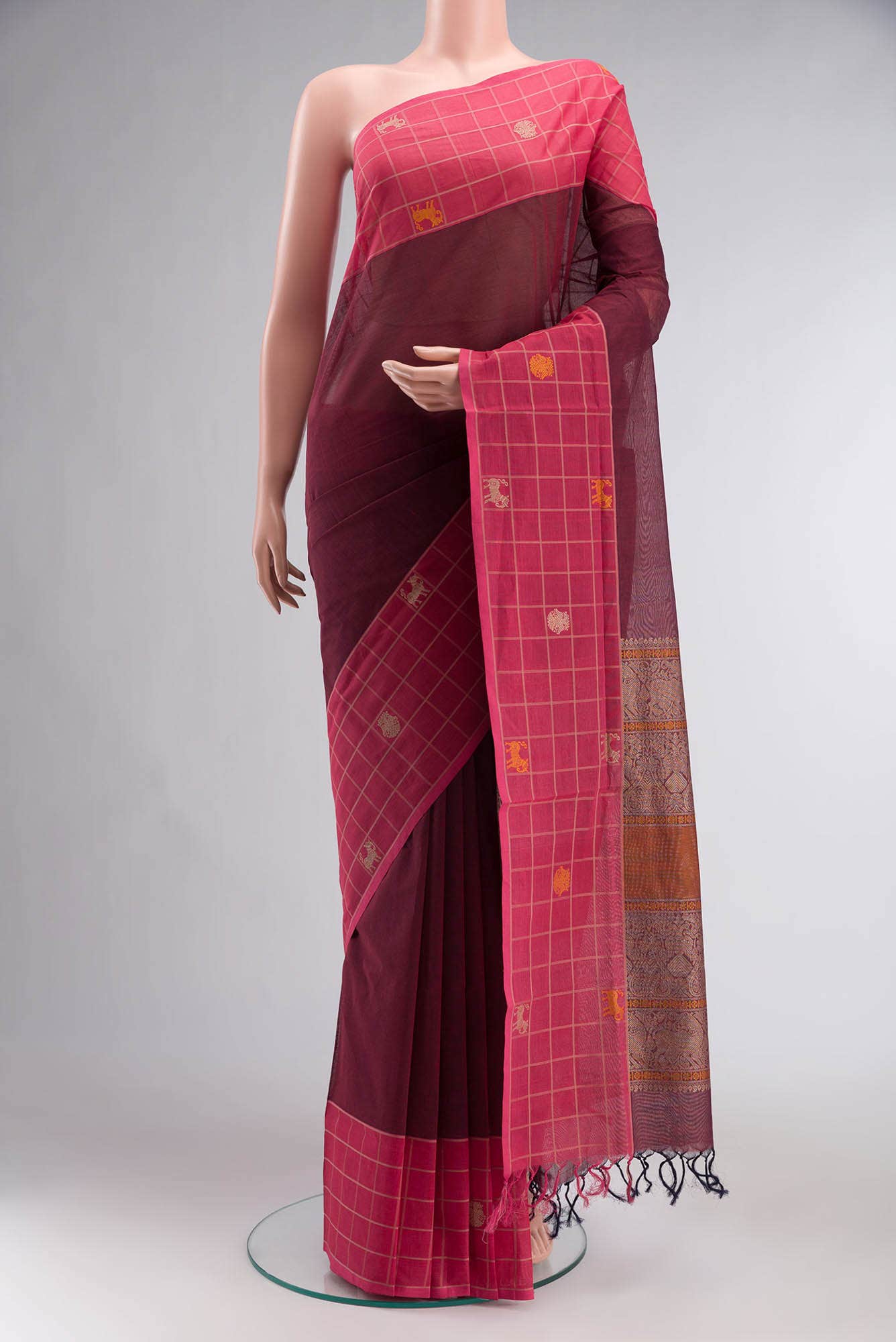Maroon Coimbatore Cotton Saree