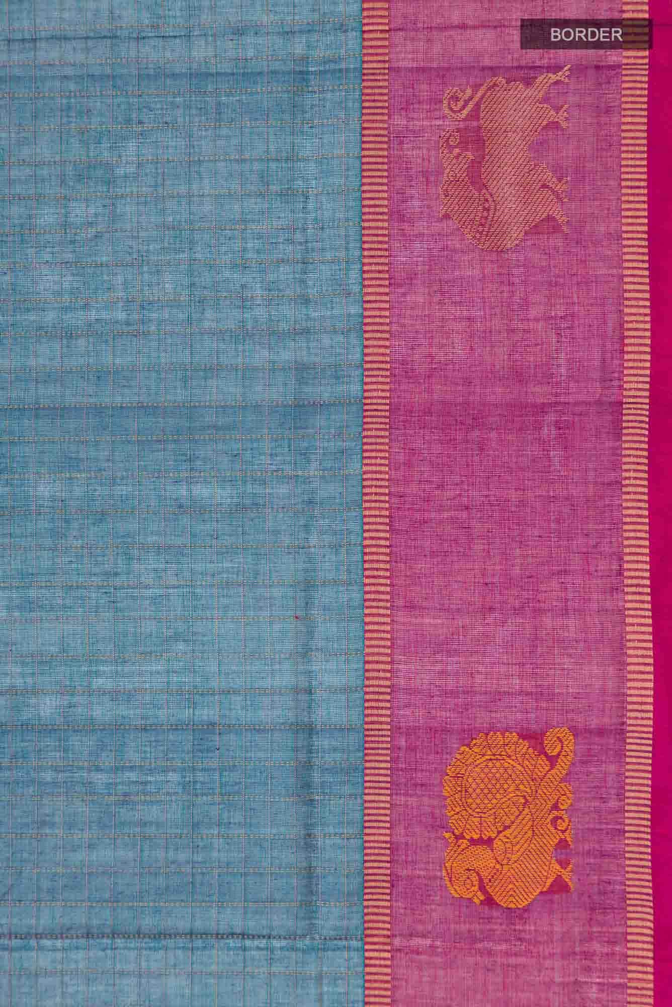 Blue Coimbatore Cotton Saree