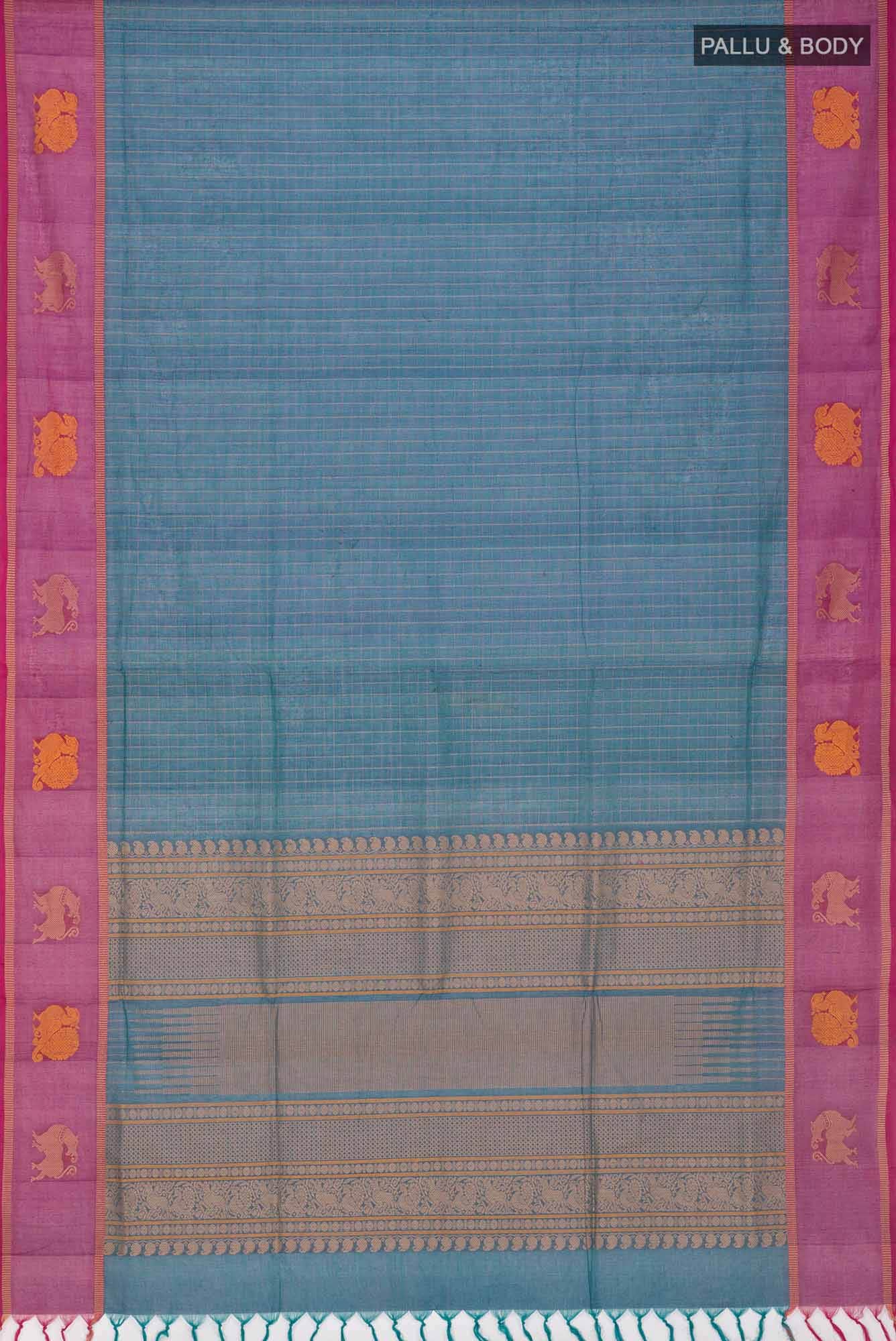 Blue Coimbatore Cotton Saree