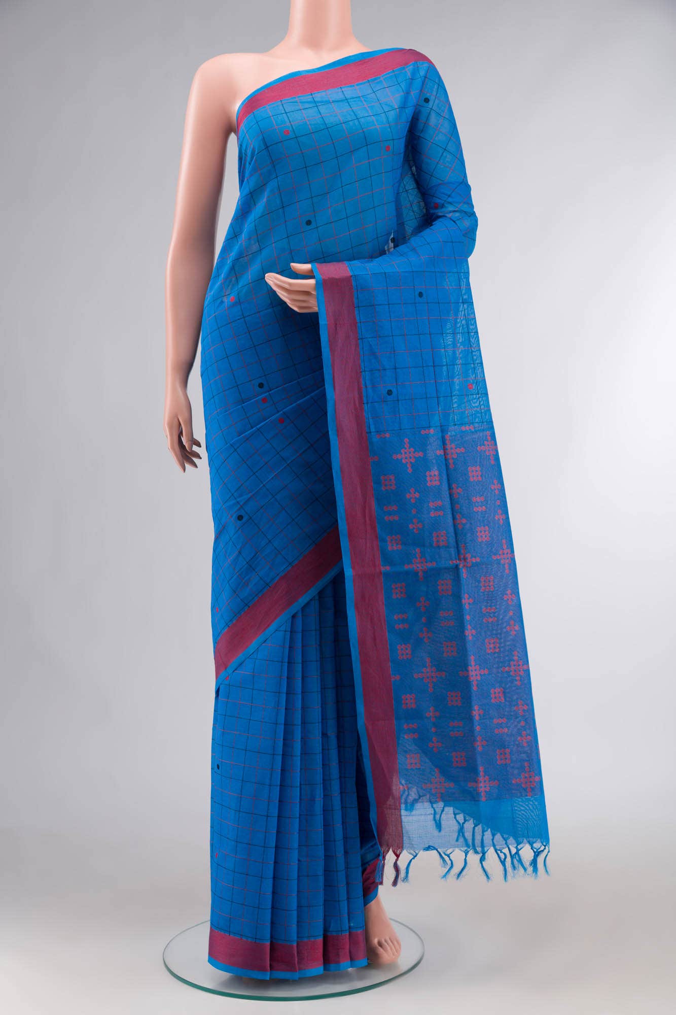 Blue Coimbatore Cotton Saree