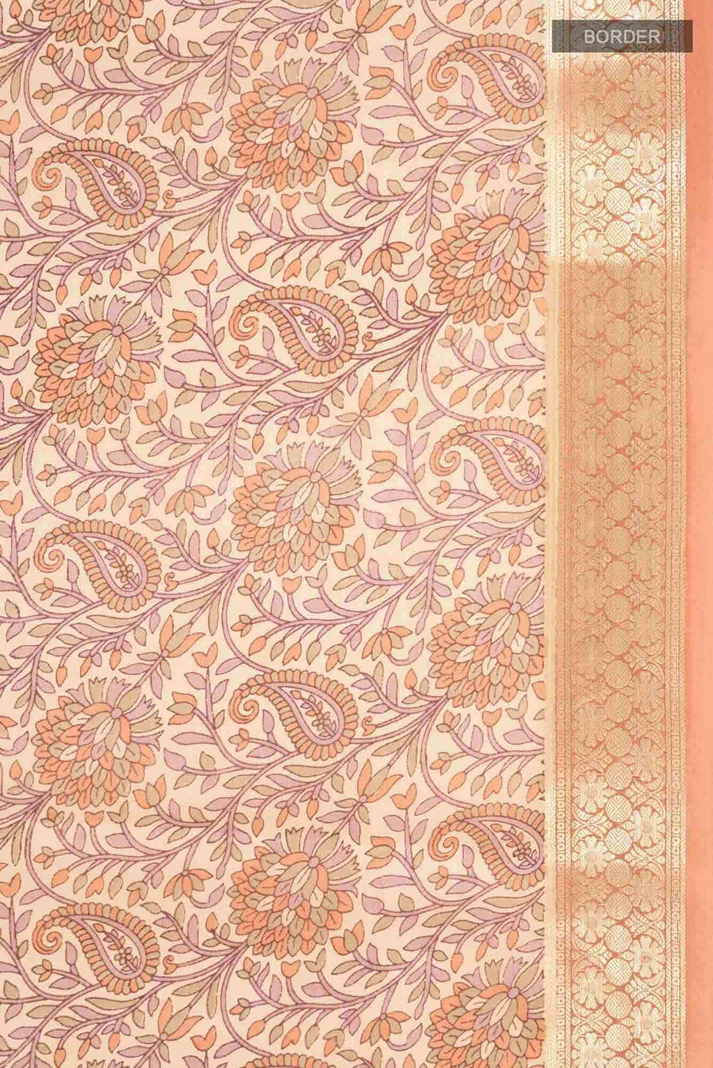 Beige Printed Silk Saree