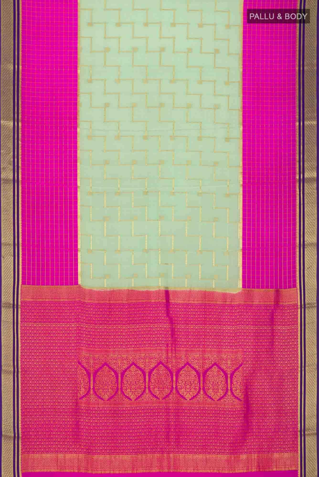 Green Mysore Crepe Saree