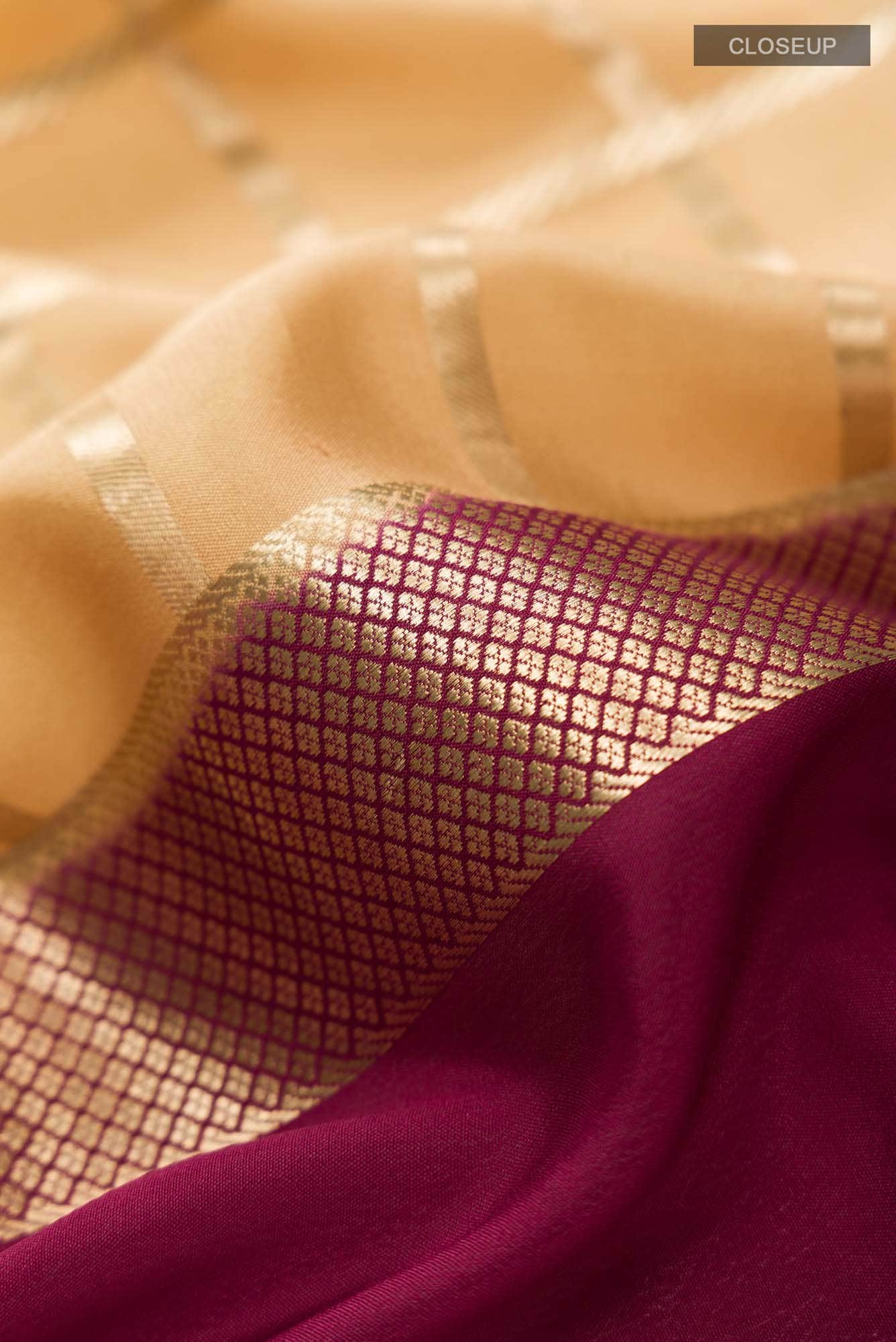 Beige Mysore Crepe Saree