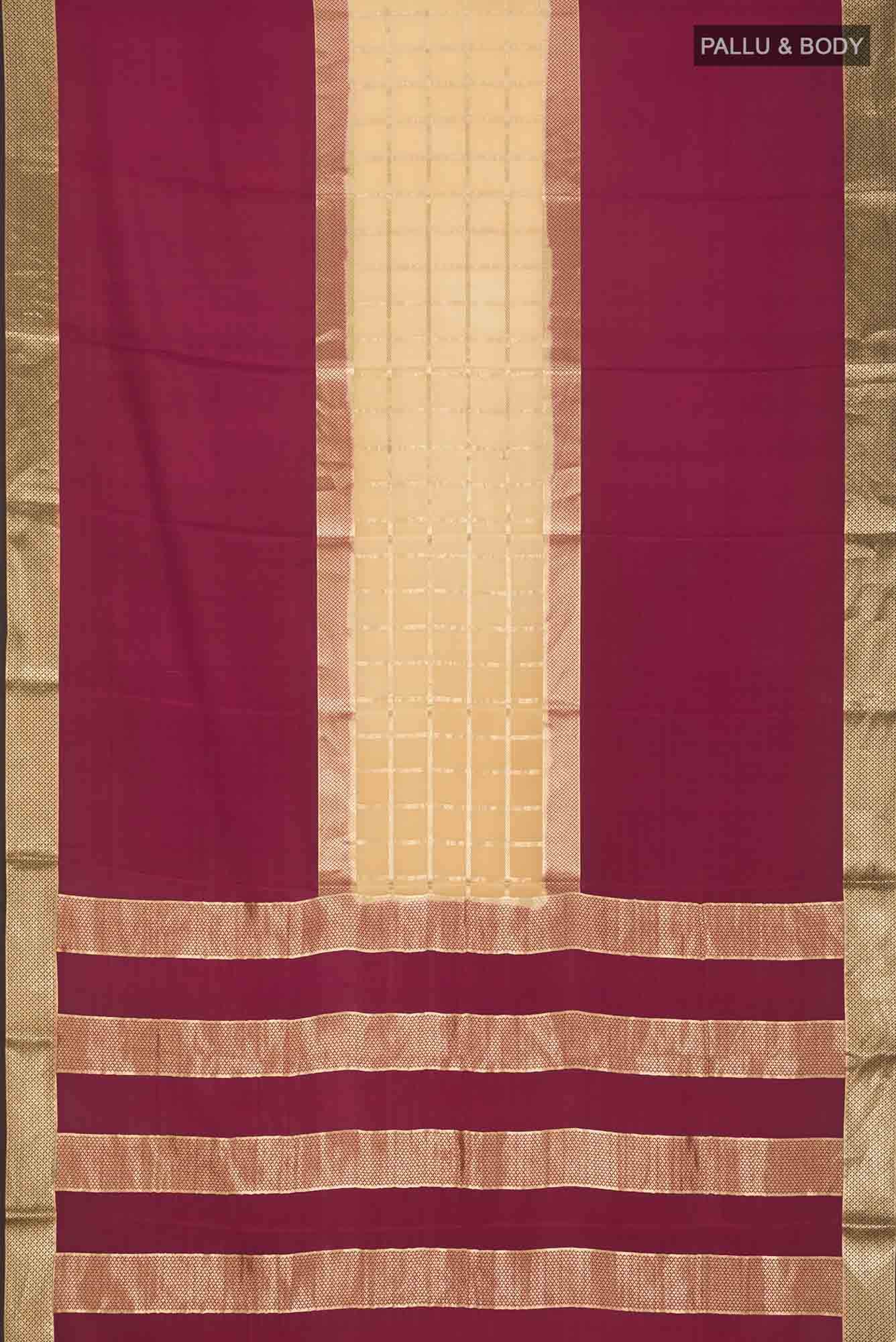 Beige Mysore Crepe Saree
