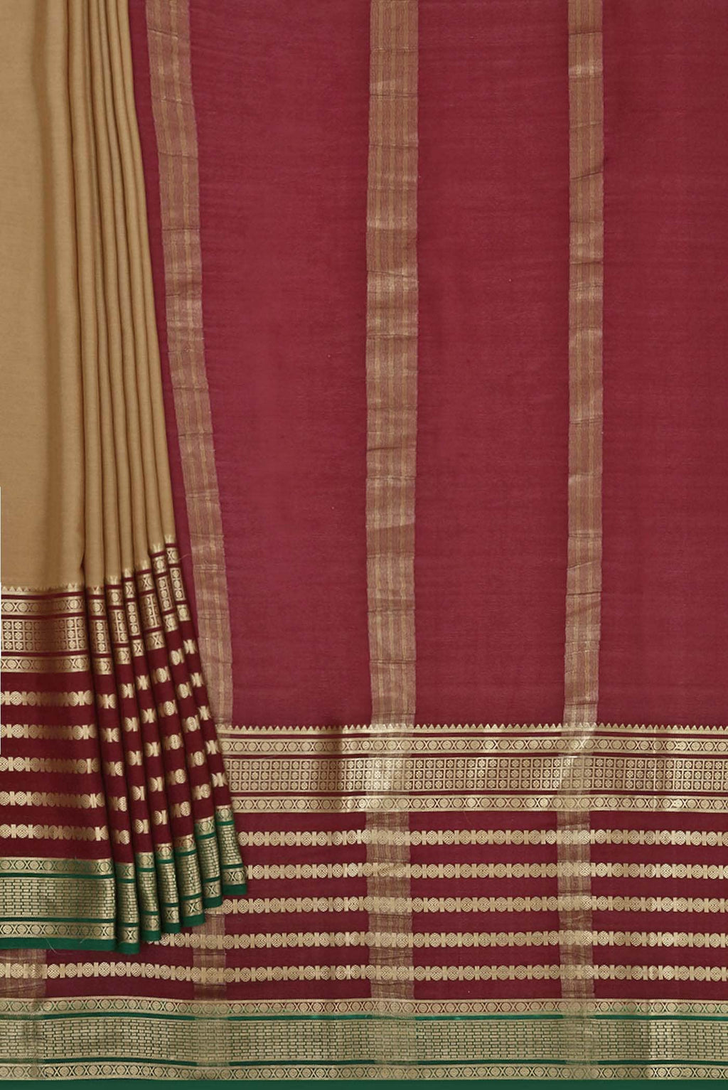 Beige Mysore Crepe Saree