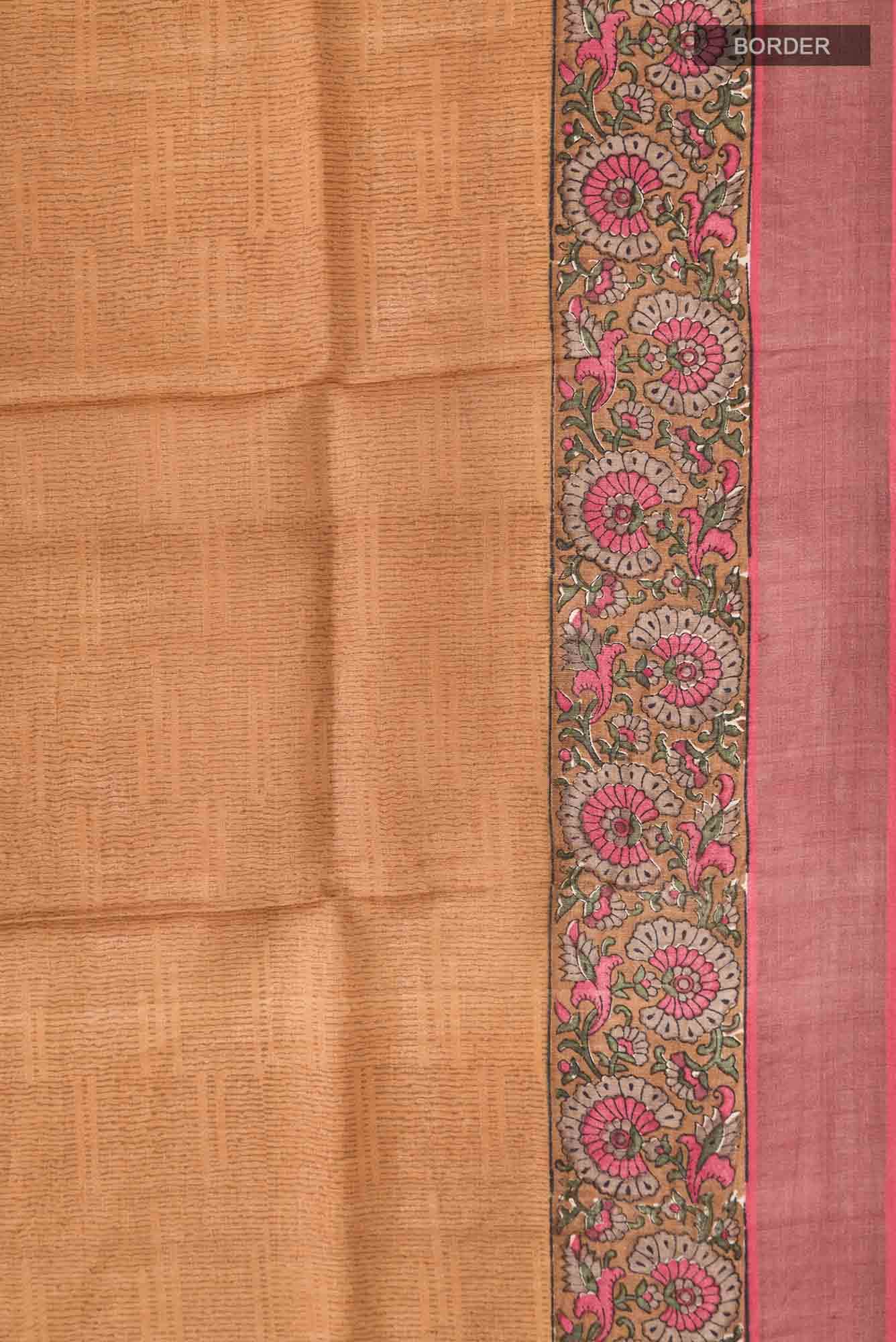 Mustard Bhagalpuri Tussar Silk Saree