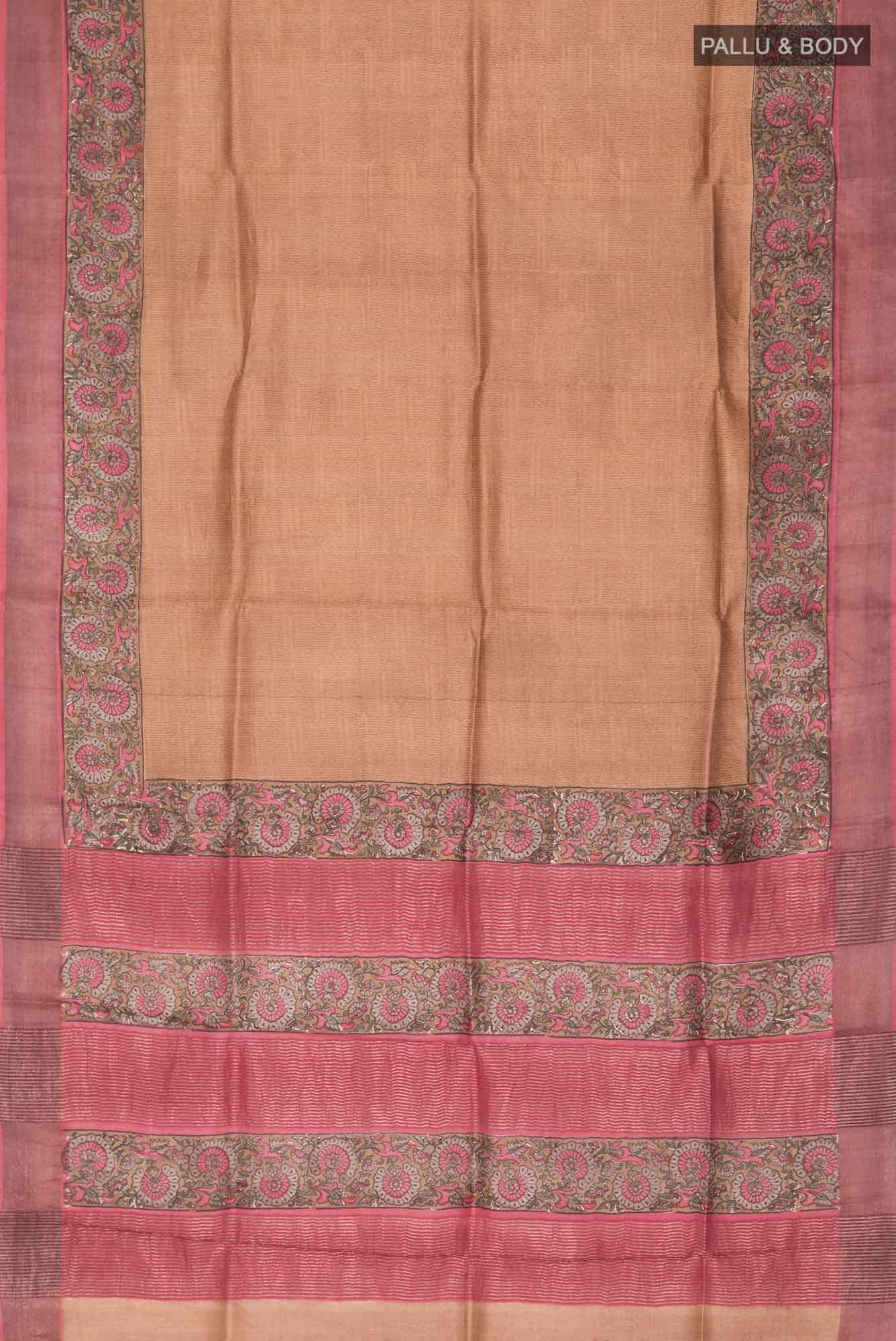 Mustard Bhagalpuri Tussar Silk Saree