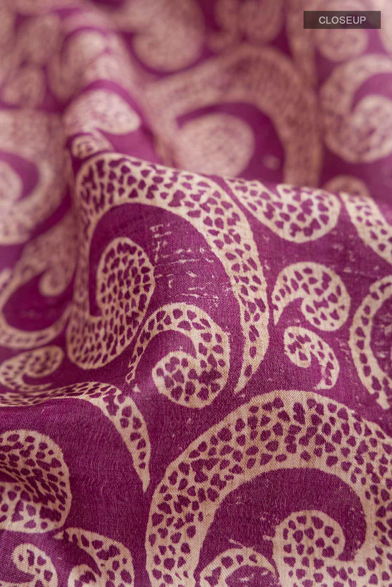 Violet Tussar Silk Saree