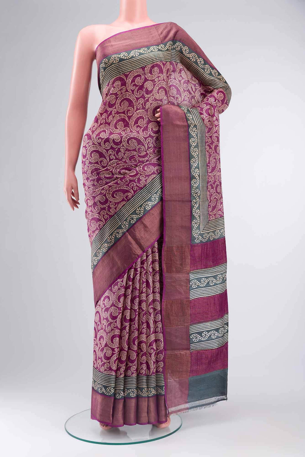 Violet Tussar Silk Saree