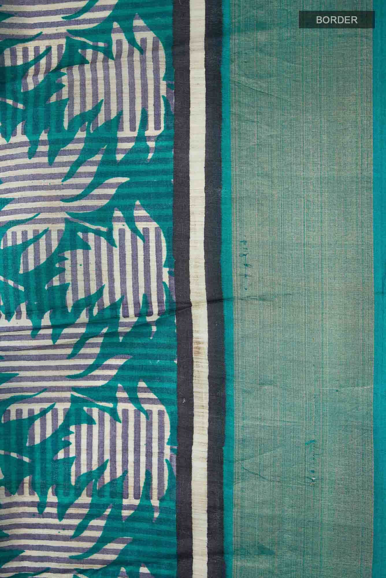Beige Tussar Silk Saree