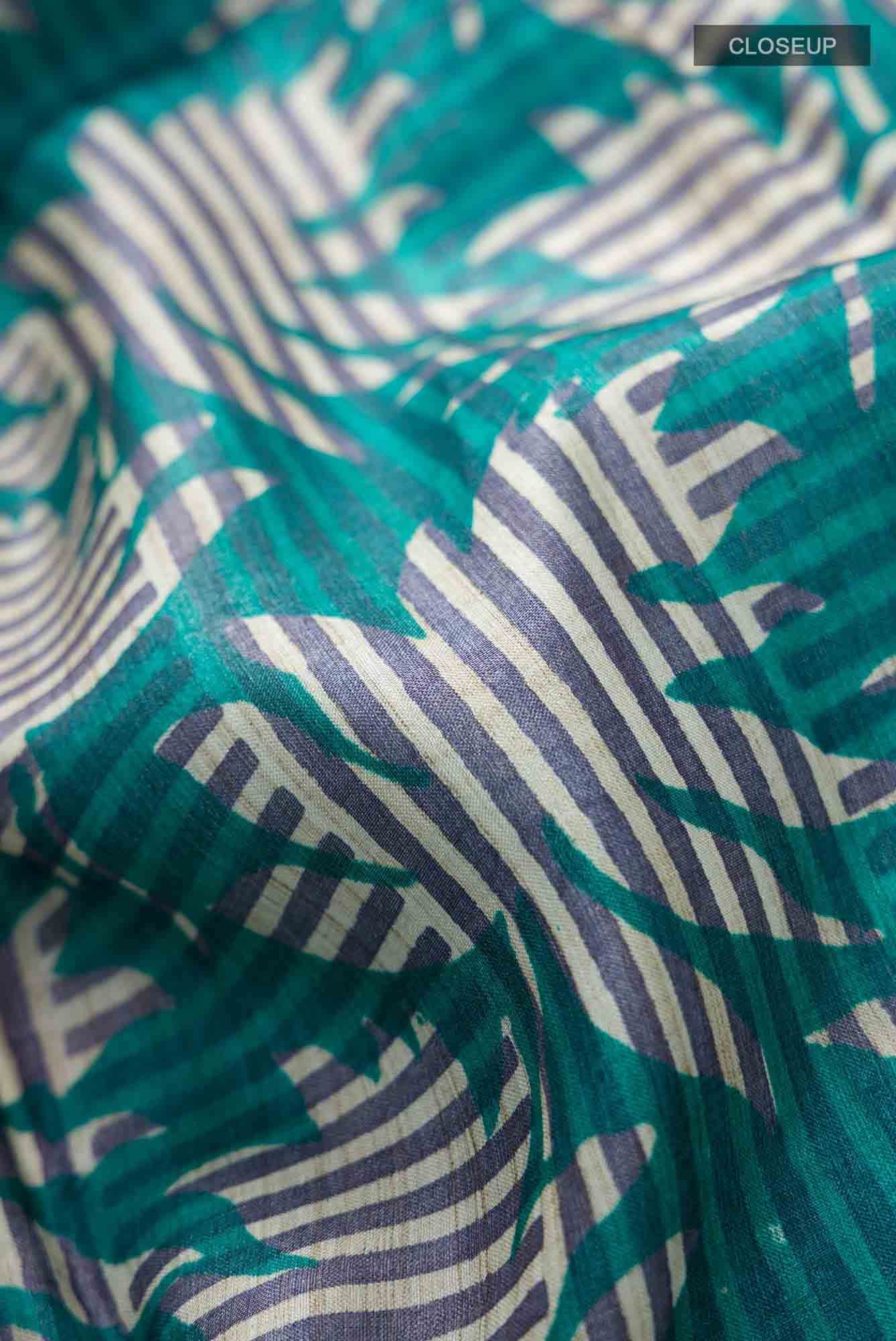 Beige Tussar Silk Saree