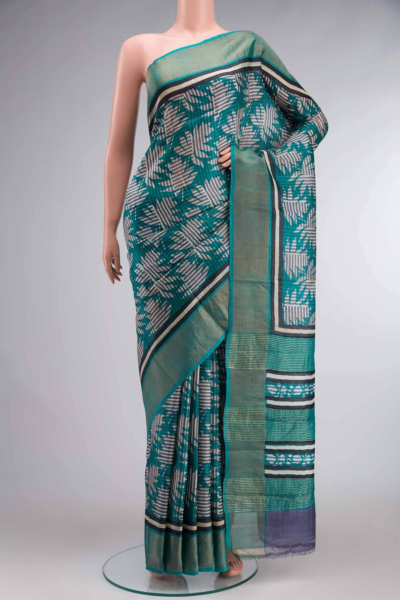 Beige Tussar Silk Saree