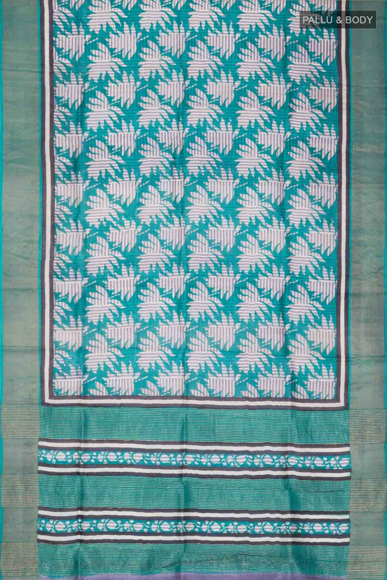 Beige Tussar Silk Saree