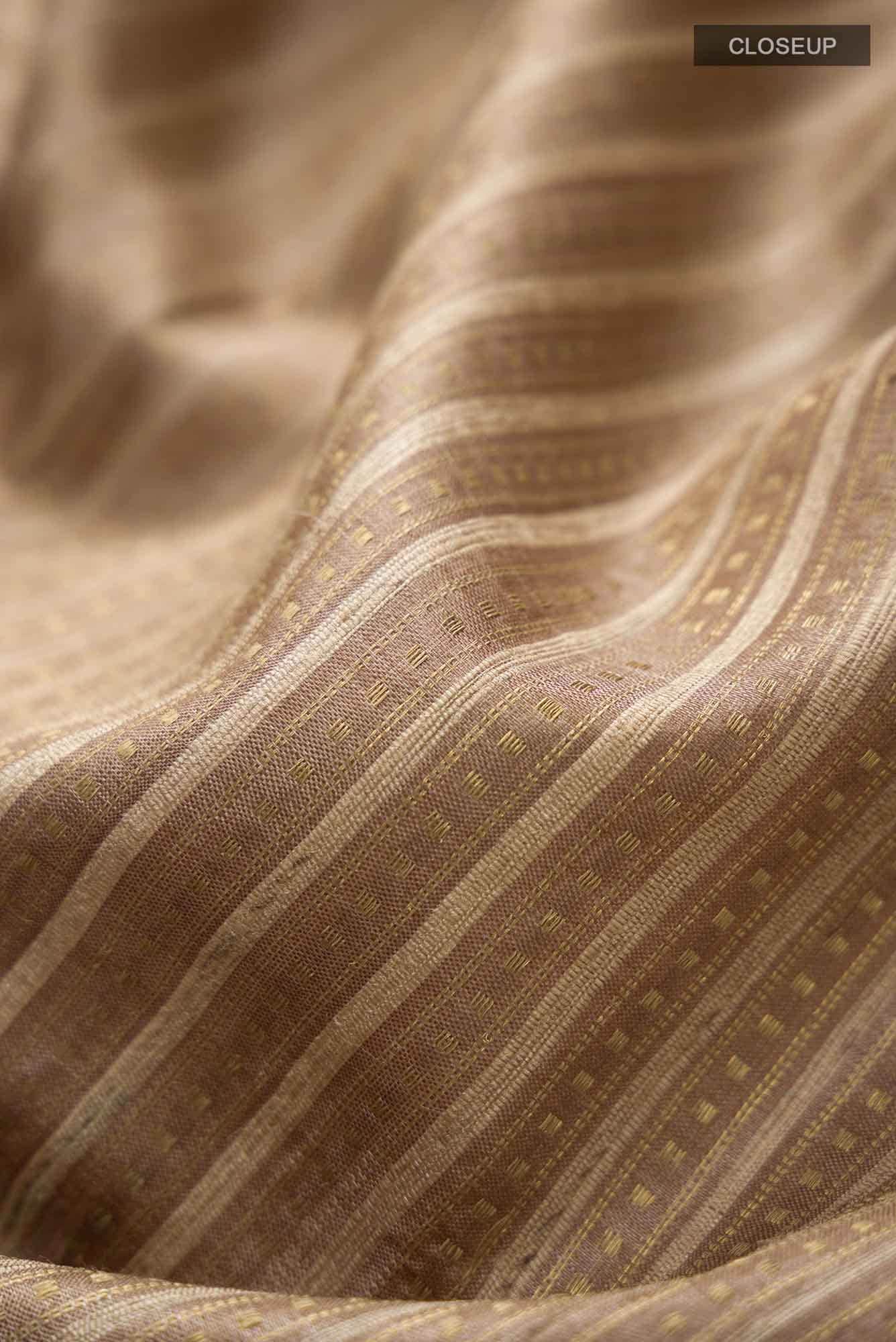 Beige Tussar Silk Saree