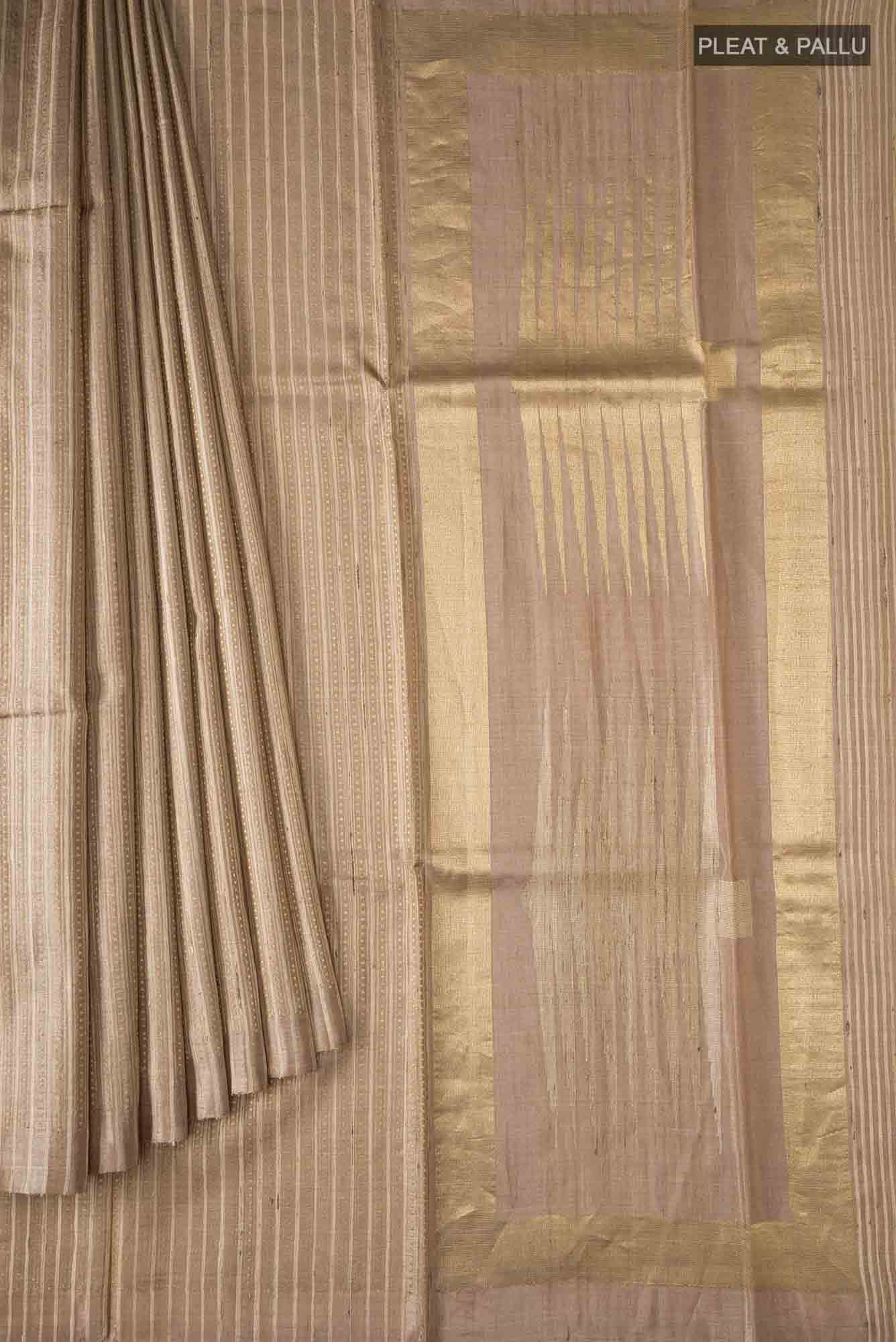 Beige Tussar Silk Saree