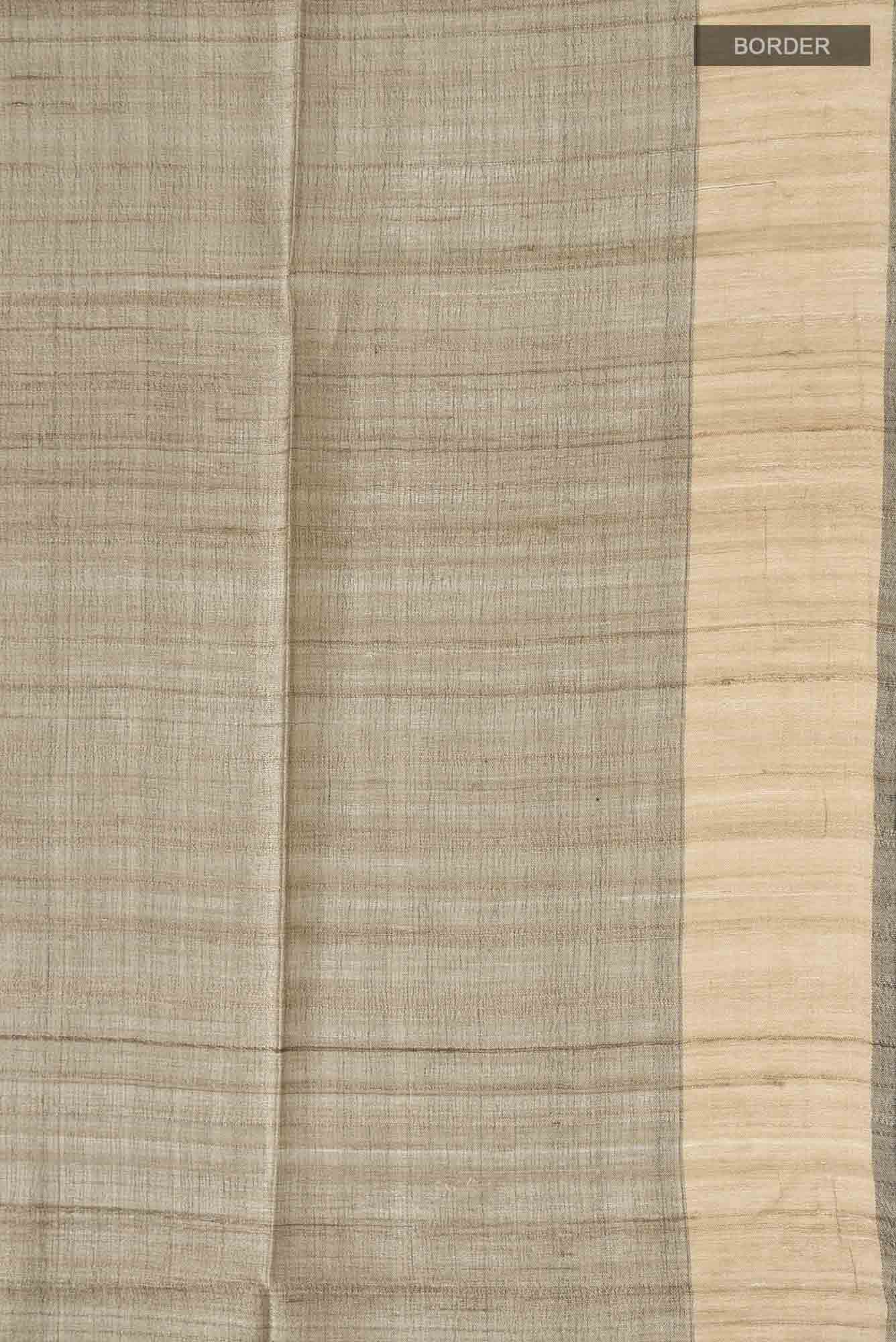 Beige Tussar Silk Saree
