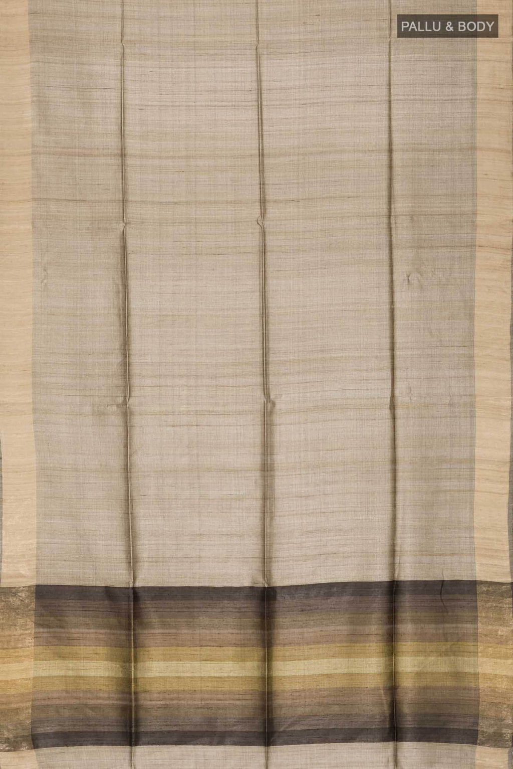 Beige Tussar Silk Saree