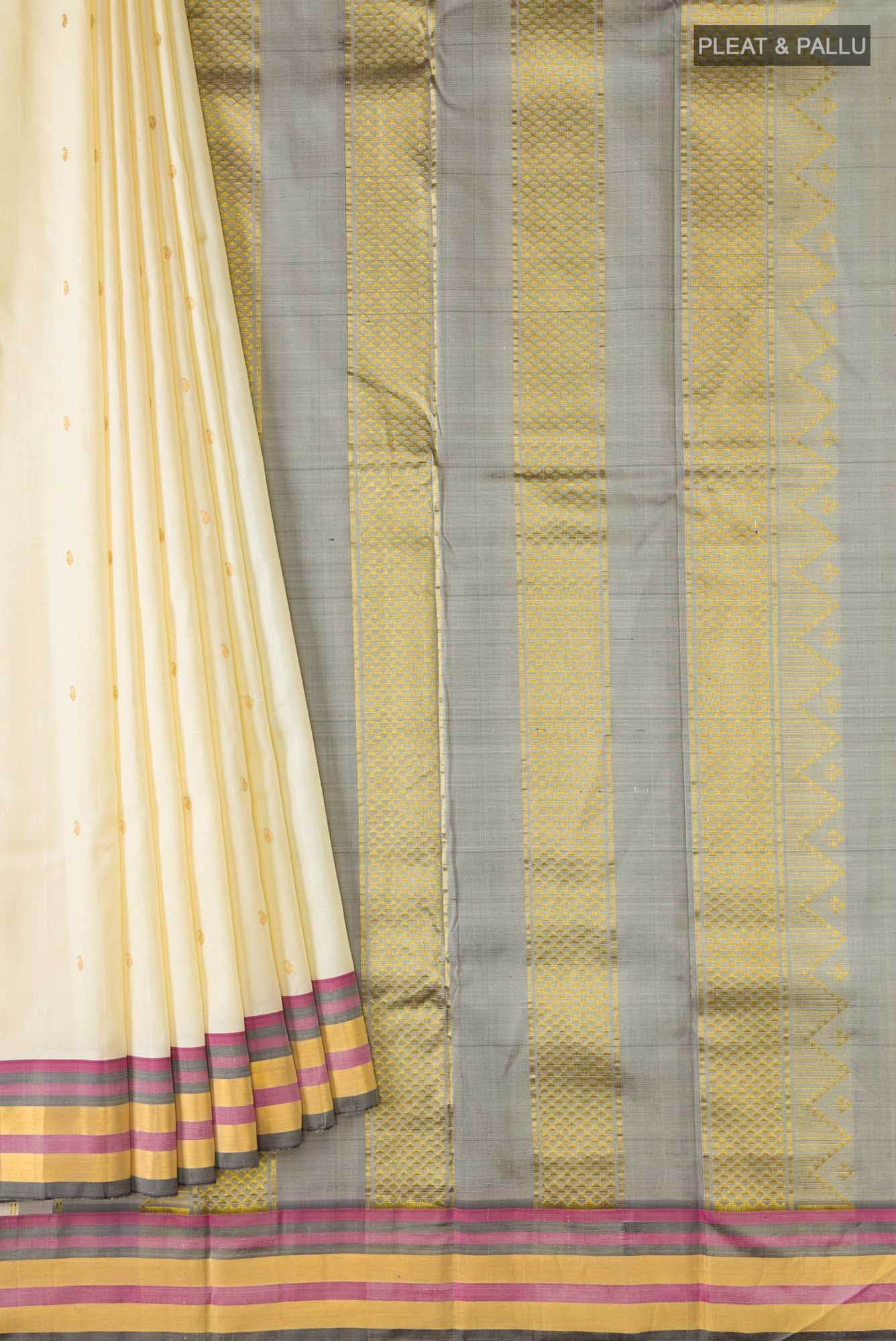 Cream Kanchipuram Silk Saree