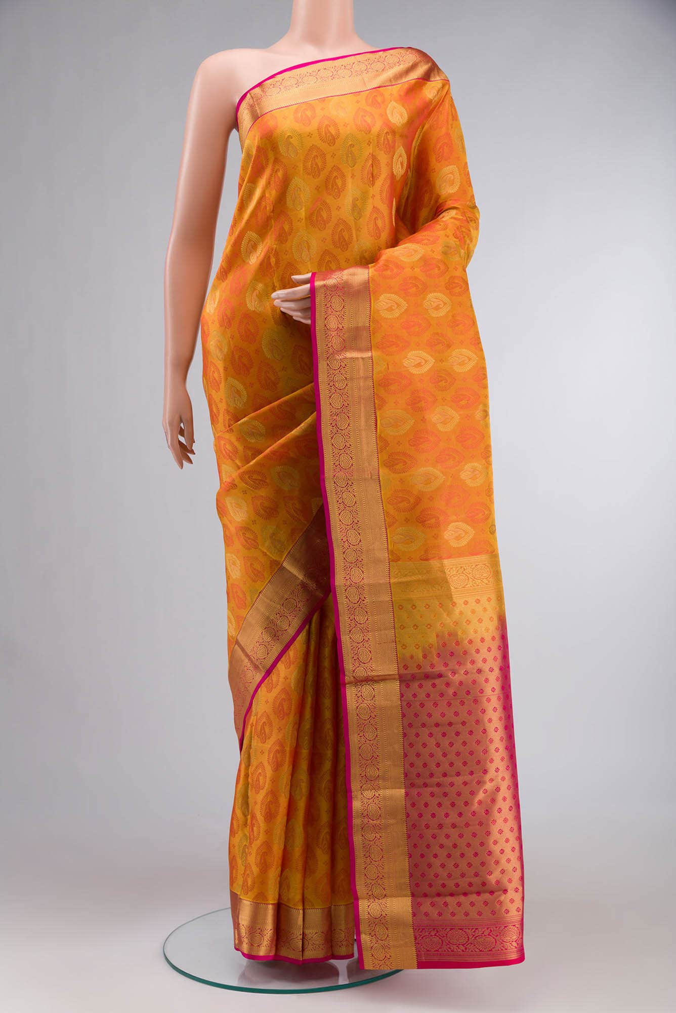 Yellow Kanchipuram Silk Saree