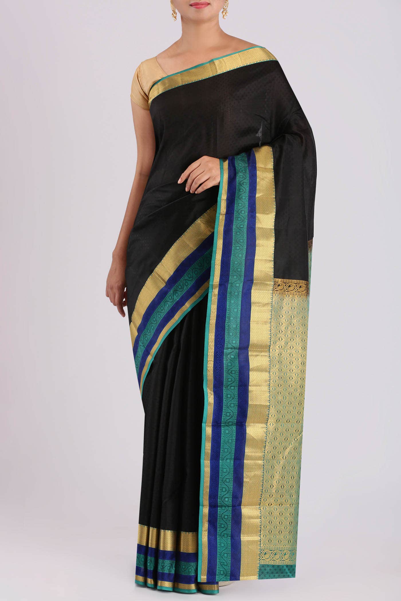 Black Kanchipuram Silk Saree