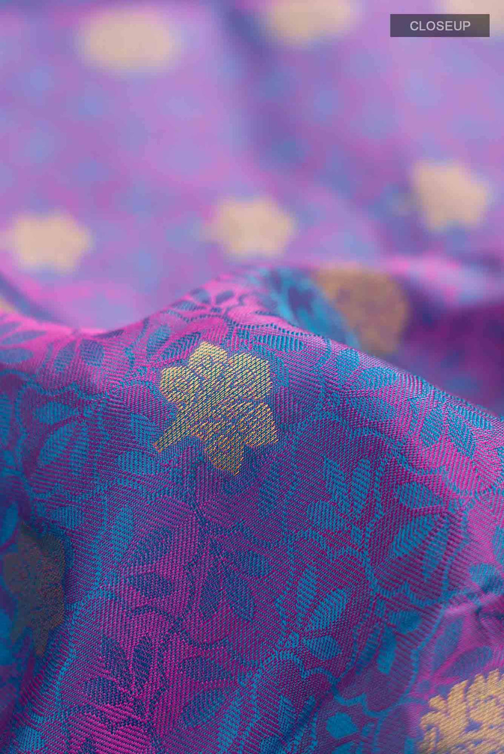 Blue & Pink Dual Tone Kanchipuram Silk Saree