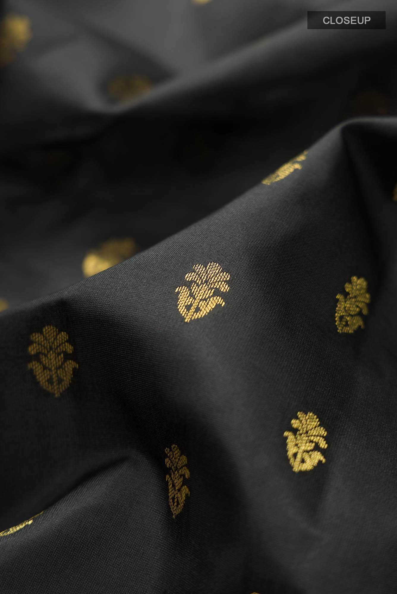 Black Dual Tone Kanchipuram Silk Saree