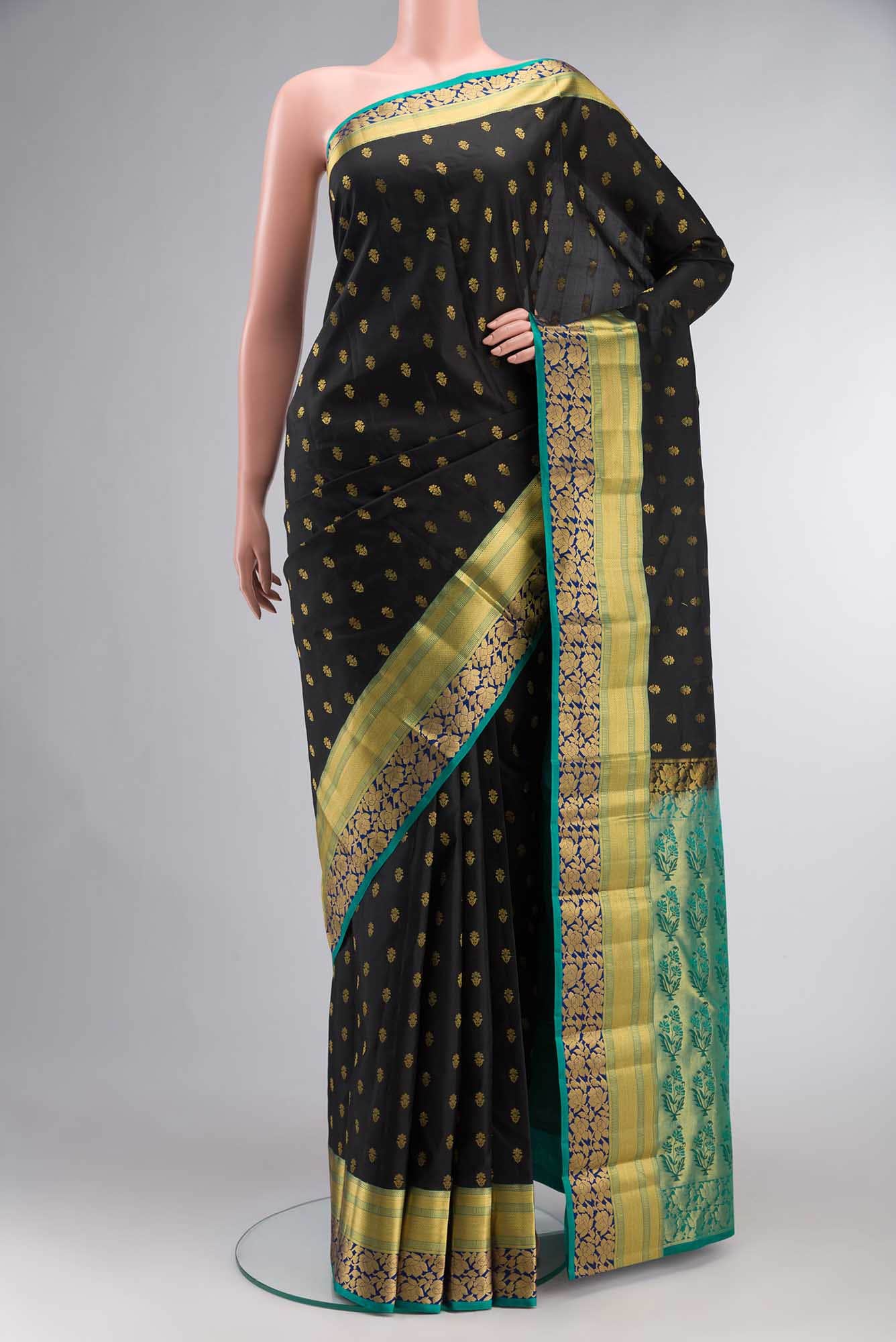Black Dual Tone Kanchipuram Silk Saree
