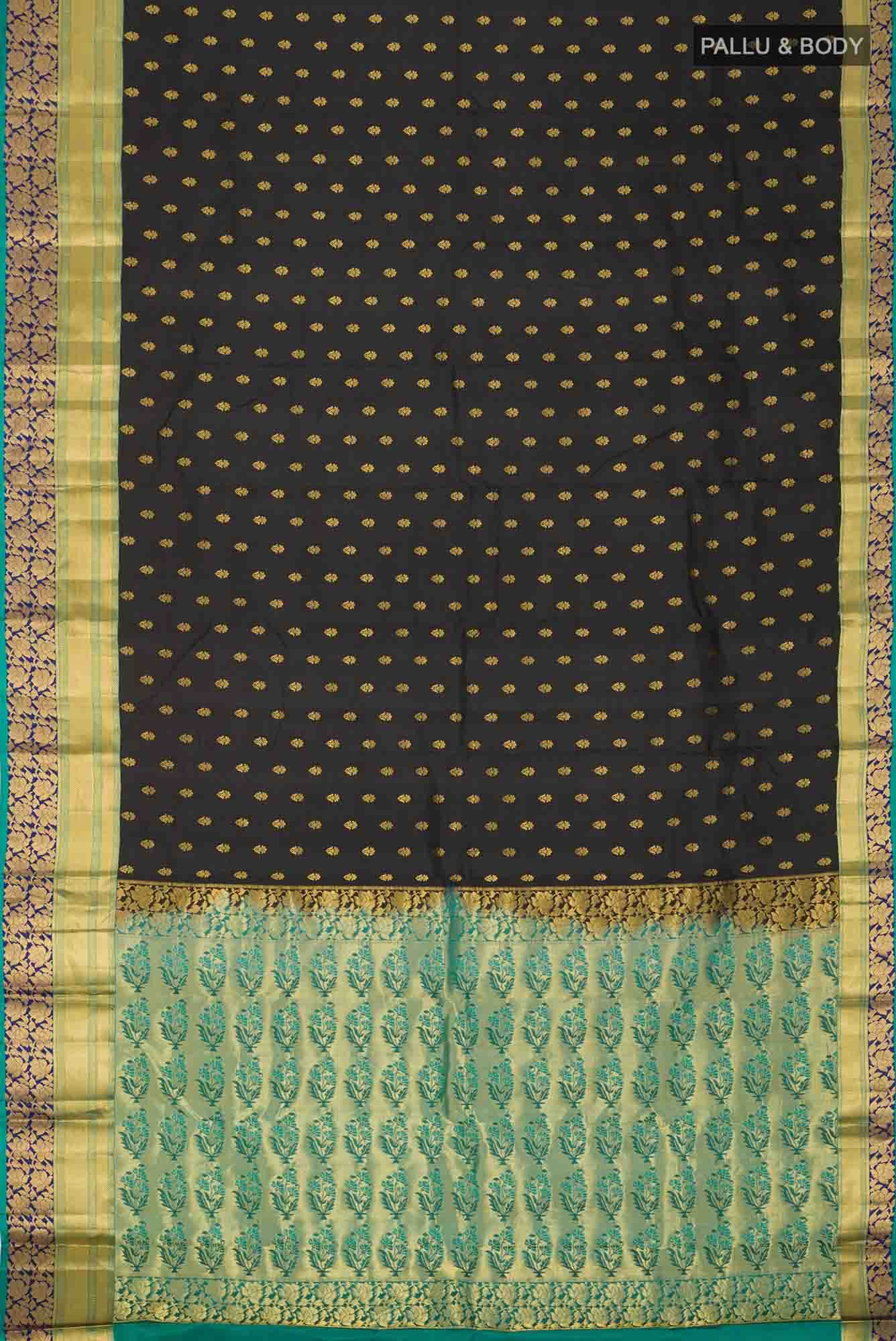 Black Dual Tone Kanchipuram Silk Saree